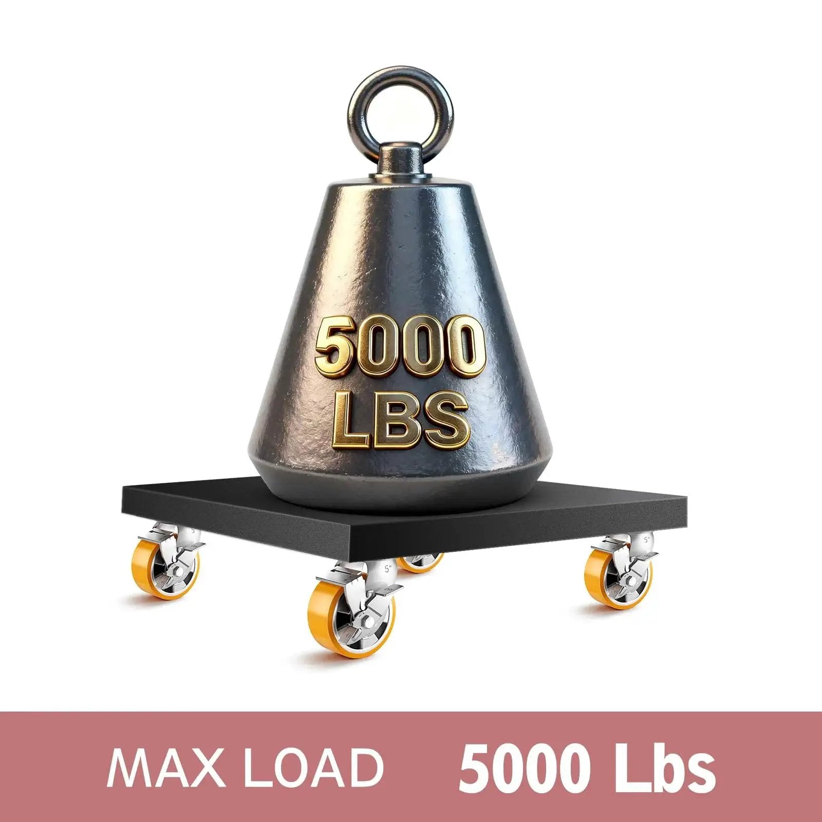 5 Inch Heavy Duty Locking Casters Set Of 4 With Plate Mount Swivel Wheels For Heavy Duty Carts, Workbenches And Equipment, 5000 Lb Load Capacity
