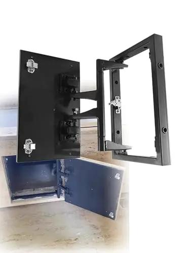 Industrial grade concealed pivot hinge kit delivers exceptional load support for heavy tile and stone wall doors, close-up view