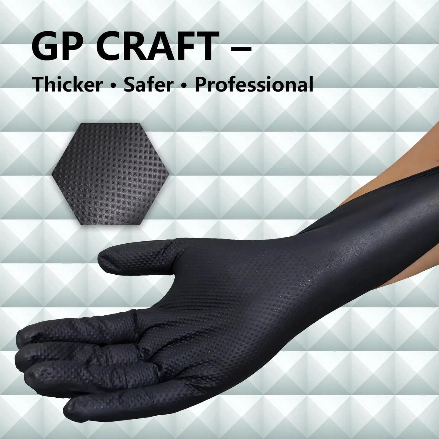 Heavy Duty Diamond Grip Nitrile Gloves 8 Mil Puncture and Chemical Resistant 100 with textured grip shown in use