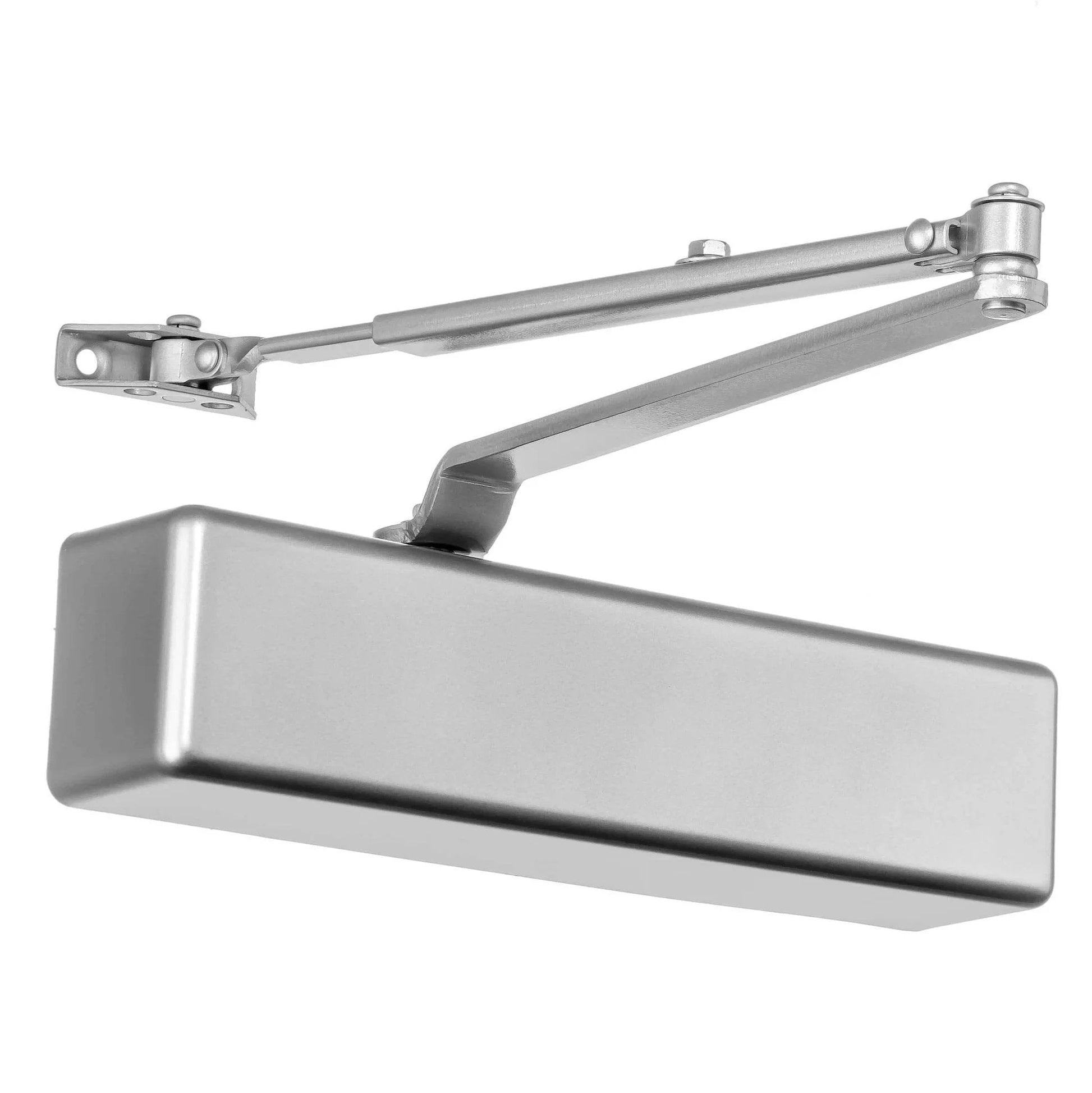 Door Closer, Grade 1 Heavy Duty Commercial Hydraulic Closer, Self-Closing, Adjustable Spring Size 1-6, ADA Compliant, Surface Mount, Sprayed Aluminum, Series 8500 in silver finish