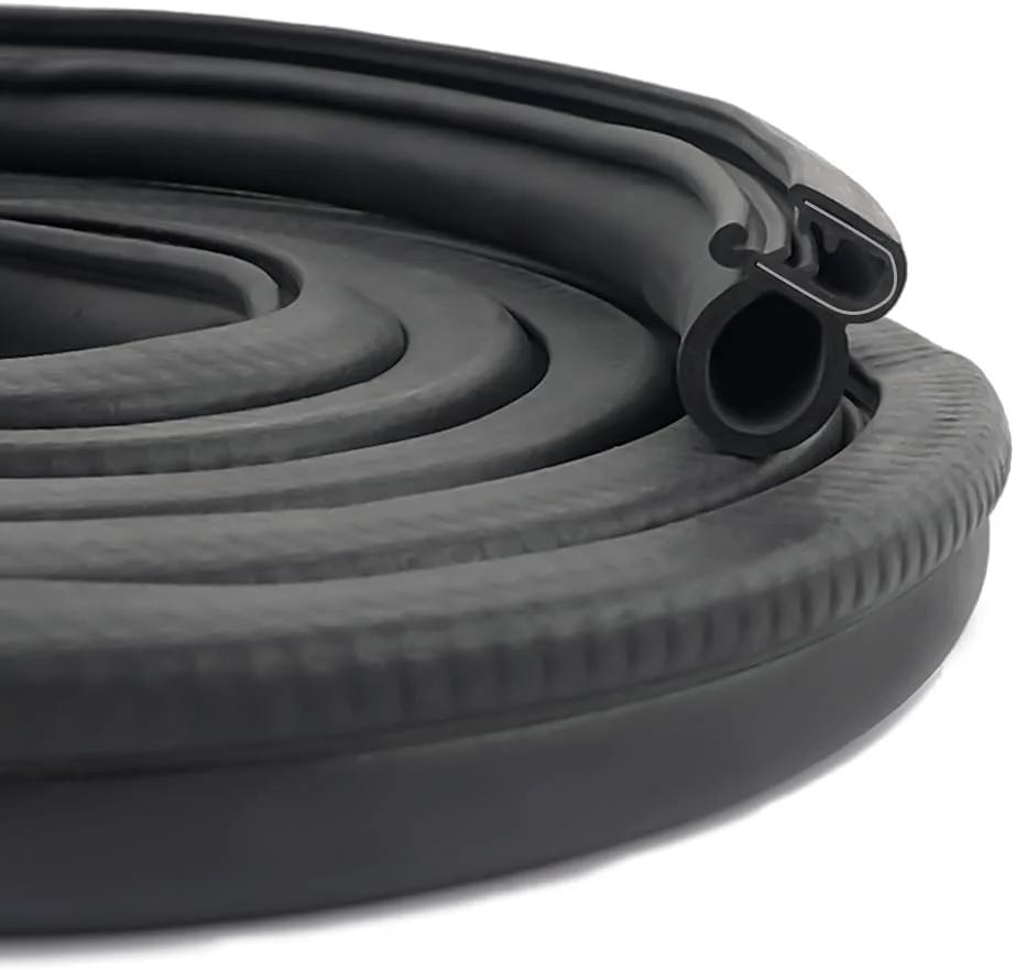 Heavy Duty Car Door Weather Stripping Seal With U Shaped Rubber Edge Trim And Steel Strip, 20 Ft long, close-up view of rubber edge.