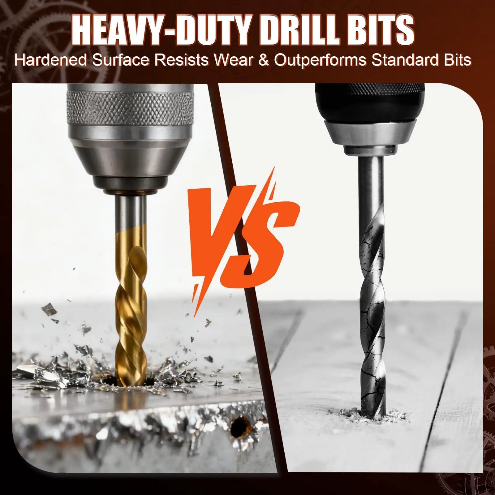 Heavy Duty 320 Piece Helicoil Thread Repair Kit drill bit comparison for automotive engines and machinery, showing two types of bits.