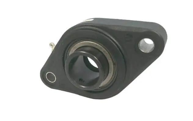 Side view of Heavy Duty One And One Quarter Inch Bore Ball Bearing Flange Unit With Two Bolt Flange And 4.61 Inch Center To Center Length 5600 RPM Max Fixed Flange Mount Set Screw Locking And Single Lip Contact Seal REXNORD KFXS2E20DC