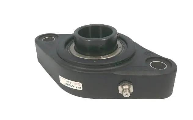 Heavy Duty One And One Quarter Inch Bore Ball Bearing Flange Unit With Two Bolt Flange And 4.61 Inch Center To Center Length 5600 RPM Max Fixed Flange Mount Set Screw Locking And Single Lip Contact Seal REXNORD KFXS2E20DC