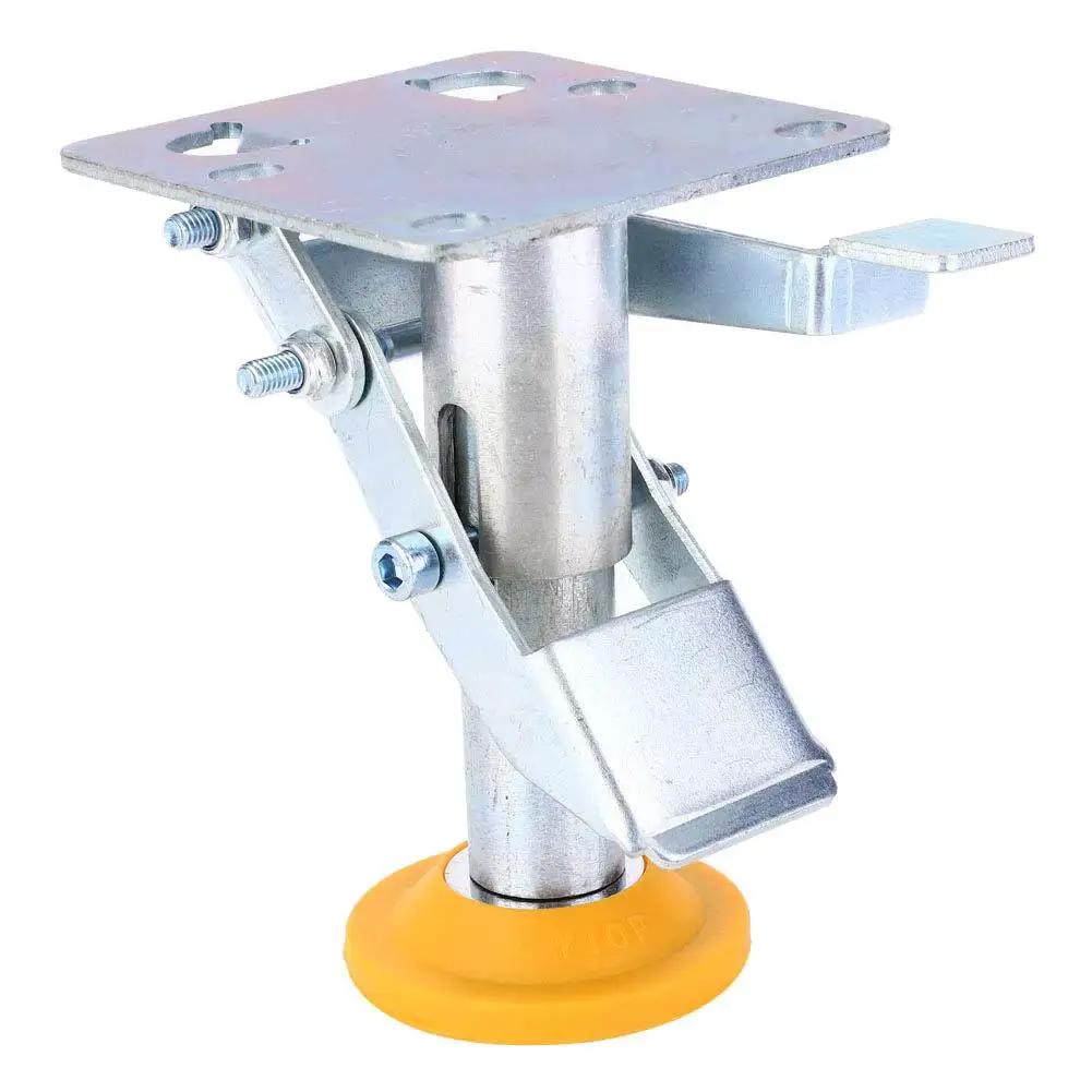 Adjustable Height Floor Lock For Trolleys And Carts, Heavy Duty Brake Lock Made From Manganese Steel, 100 Kg Load Capacity With TPU Pad For 4 To 5 Inch Casters