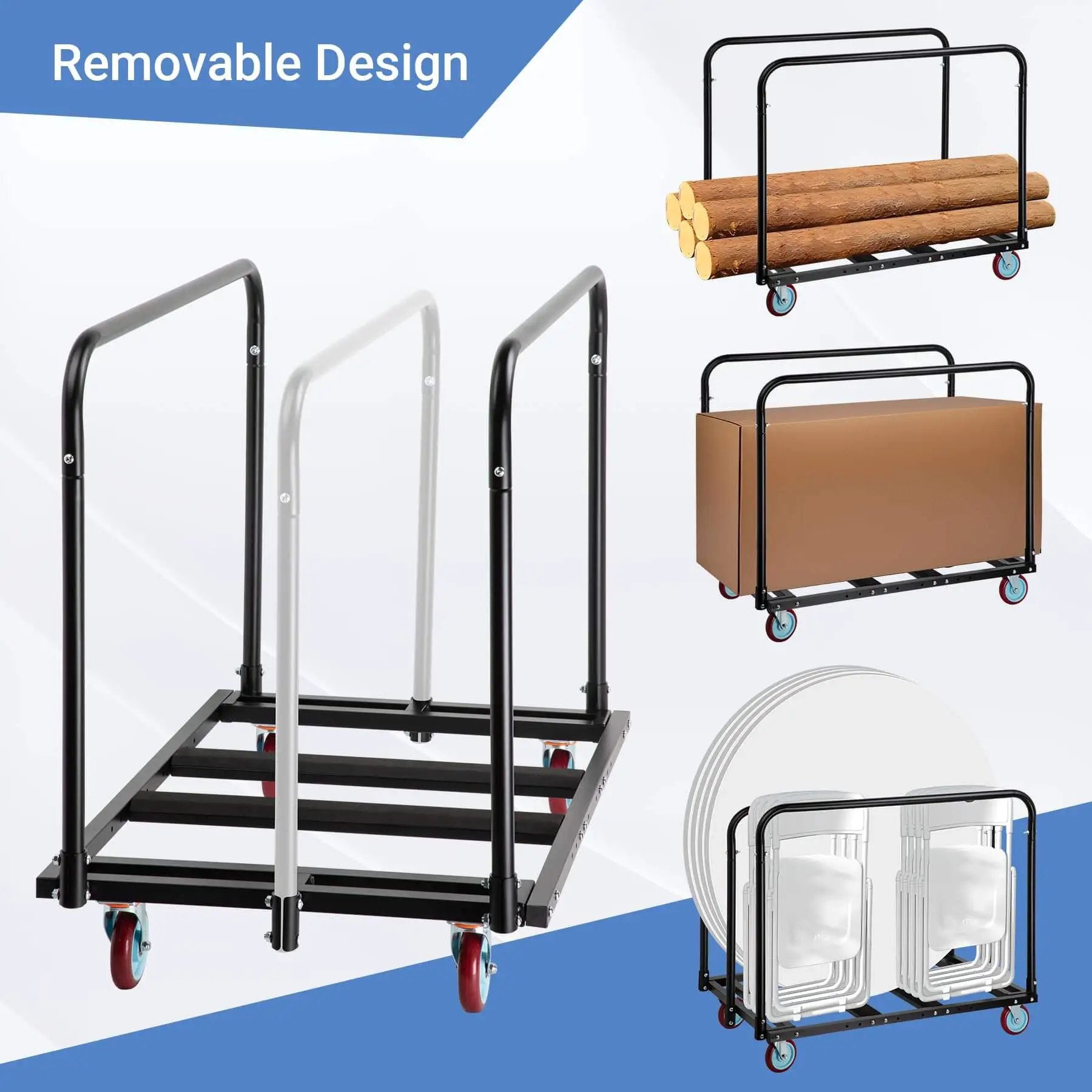 Heavy Duty Folding Table Cart With 2000 Lbs Capacity And 10 Tables 5 Inch Swivel Wheels Durable Table Dolly for versatile use
