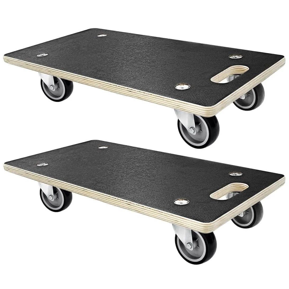 Heavy duty wood furniture dolly set of 2 with 4 wheels, 22 x 11 inch platform, 1100 lb load capacity, silent swivel casters, non slip surface