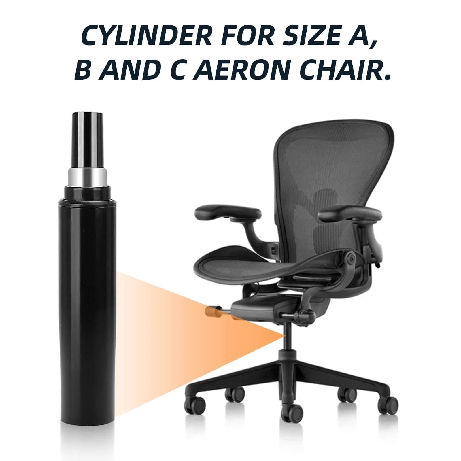 Heavy Duty Gas Lift Cylinder for Herman Miller Aeron Chair 4 Hydraulic Piston with 380 lbs, shown beside office chair