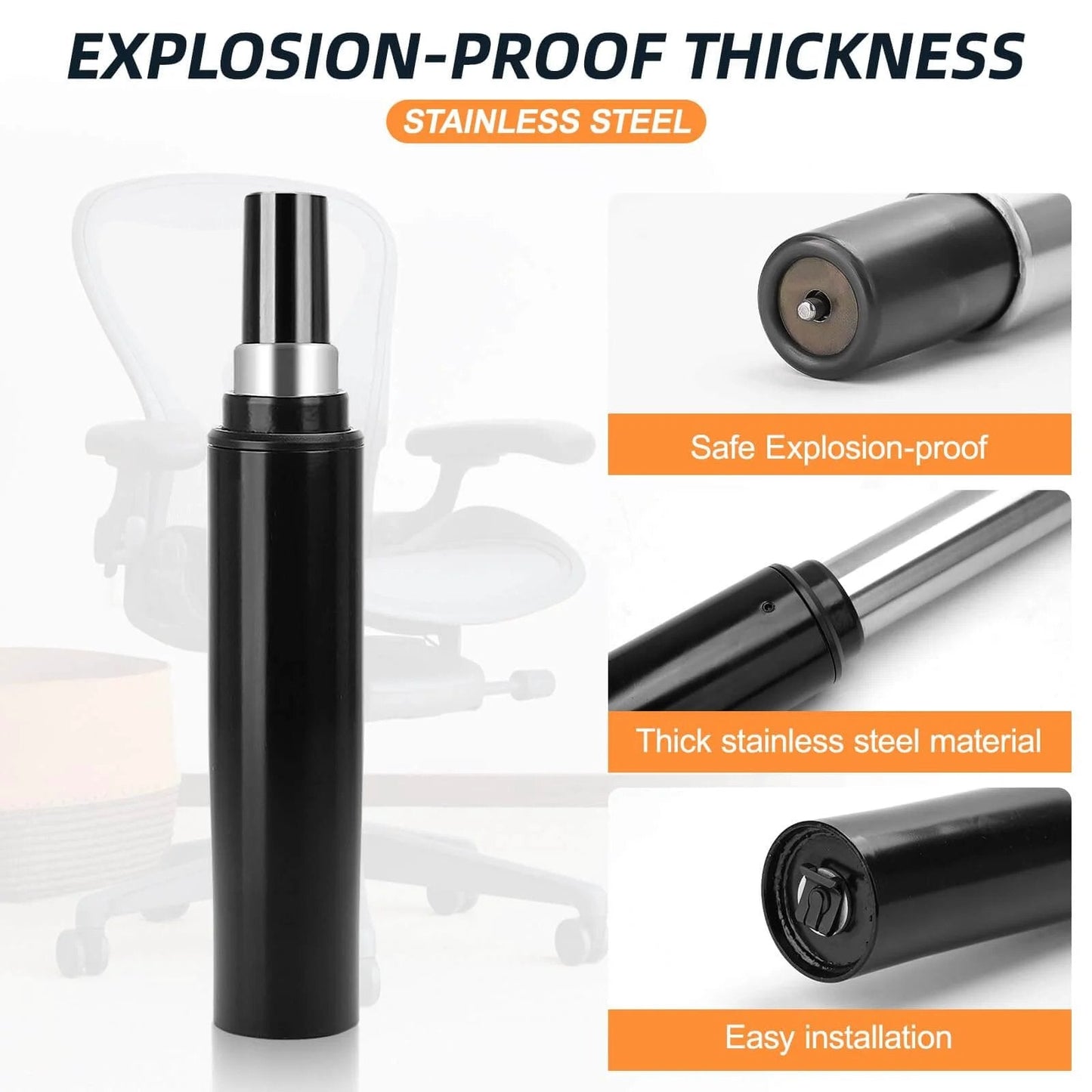 ✝️ Heavy Duty Gas Lift Cylinder for Herman Miller Aeron Chair 4 Hydraulic Piston with 380 lbs, explosion-proof steel close-up