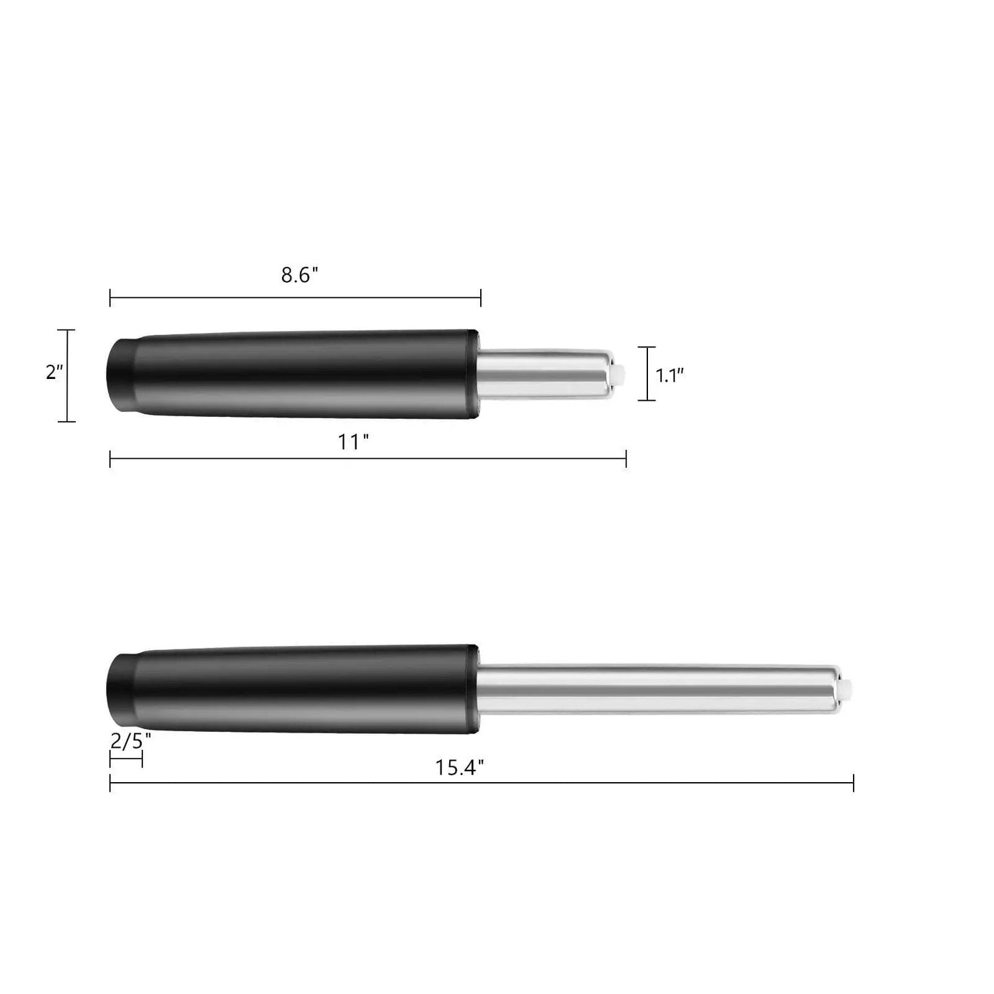 Heavy Duty 450 Lb Gas Lift Cylinder Replacement For Office Chairs Universal Fit Class 4 Hydraulic Piston With Smooth Action And Easy Install Now Dozyant, showing dimensions.
