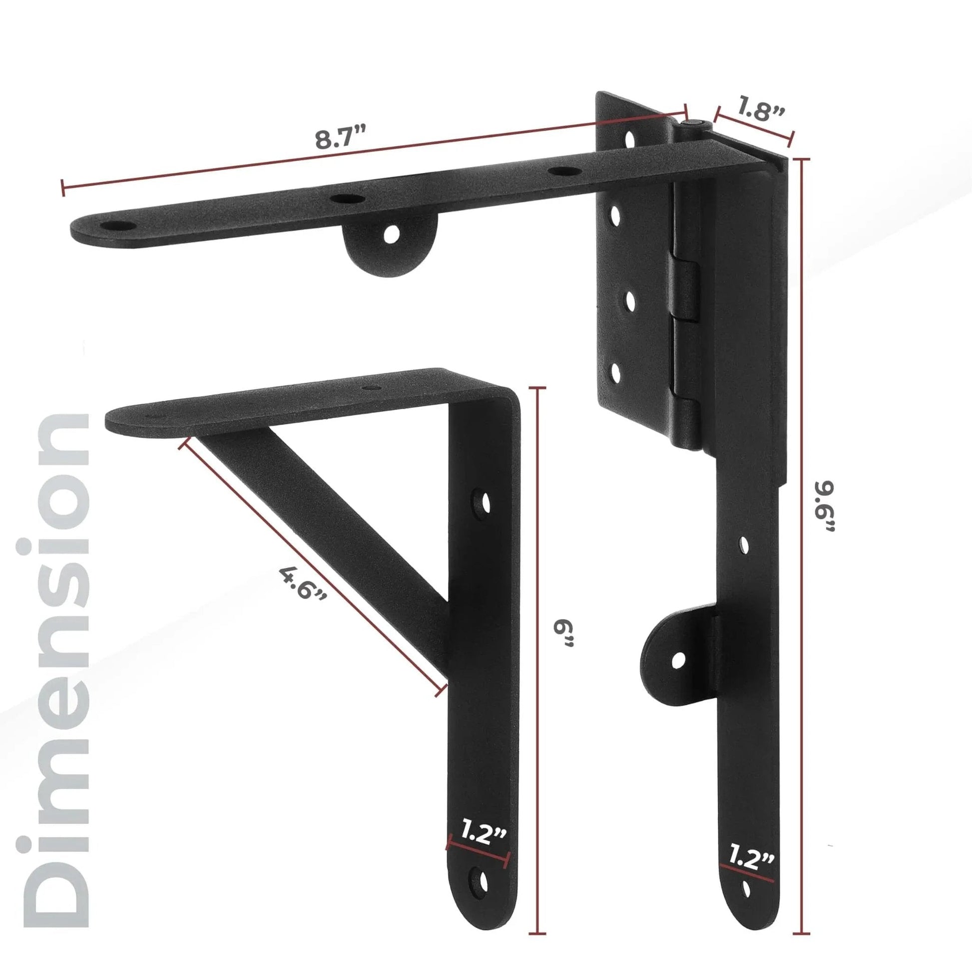 Anti Sag Gate Kit With 90 Degree Gate Corner Bracket And Heavy Duty Hinges for Wooden Fences, doors, driveways - bracket dimensions