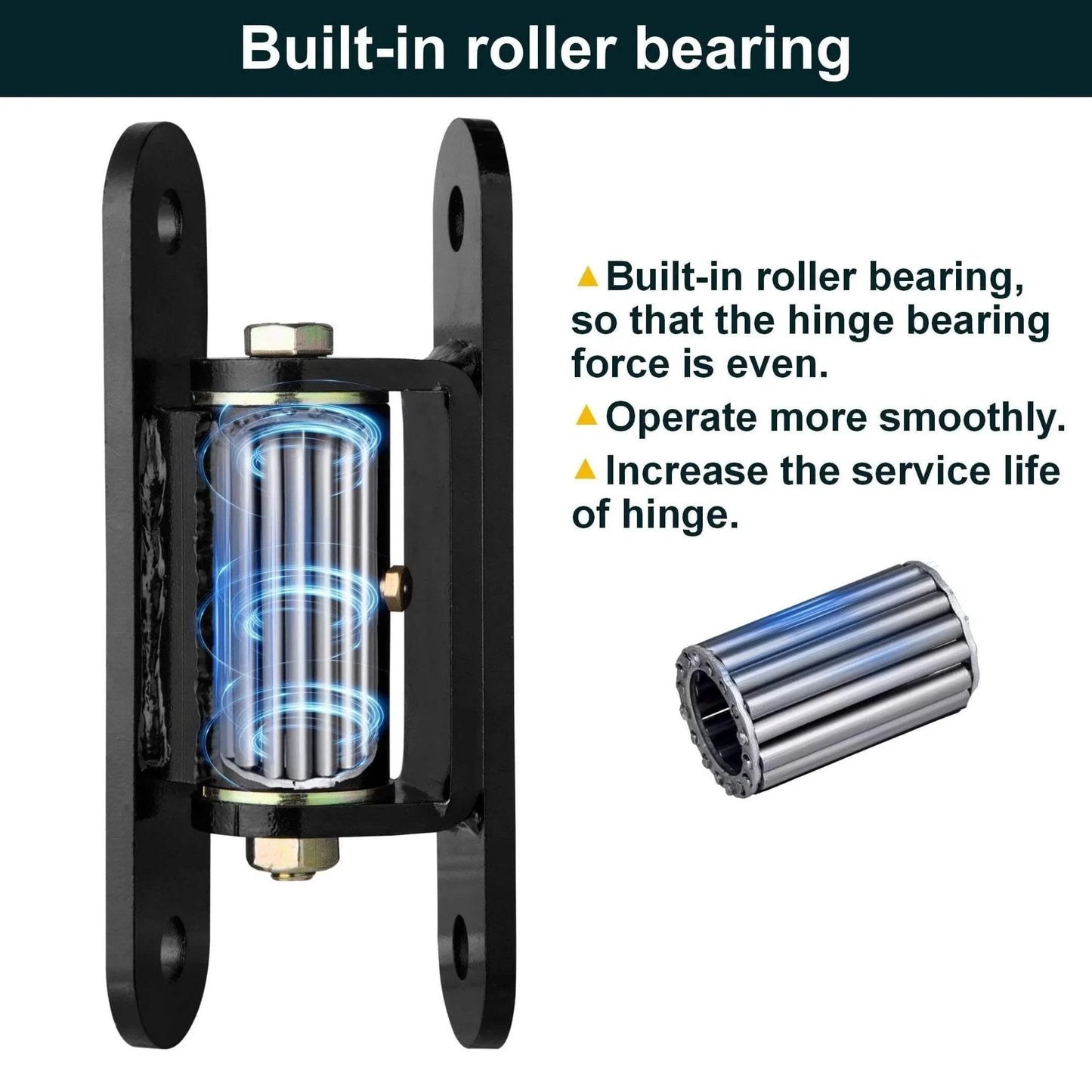 Heavy Duty Gate Hinges ，7in Can Be Bolted or Welded On Heavy Duty Large Wood or Metal Gates, 1100 lbs Max Load,Built-in Roller Bearing