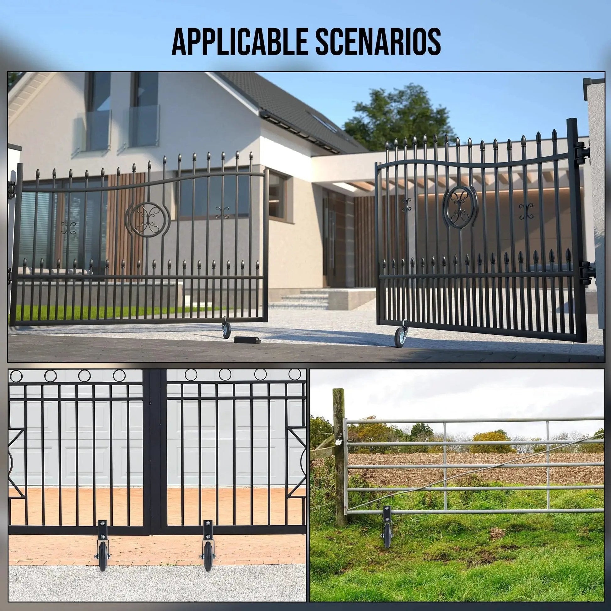 6 Inch Heavy Duty Swing Gate Wheel For One And Five Eighths To Two Inch Tubes 550 Lb Capacity Metal Gate Roller in use