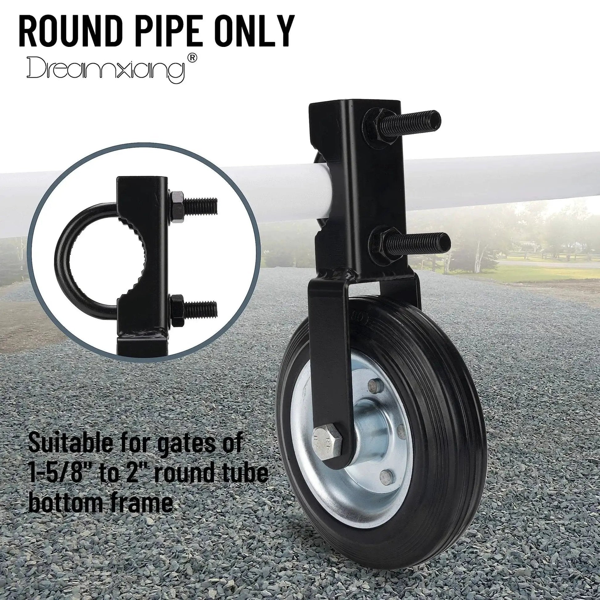 Heavy Duty 6 Inch Farm Gate Wheel Black Solid Rubber Wheel With Steel Core For Outdoor Gates Load Bearing