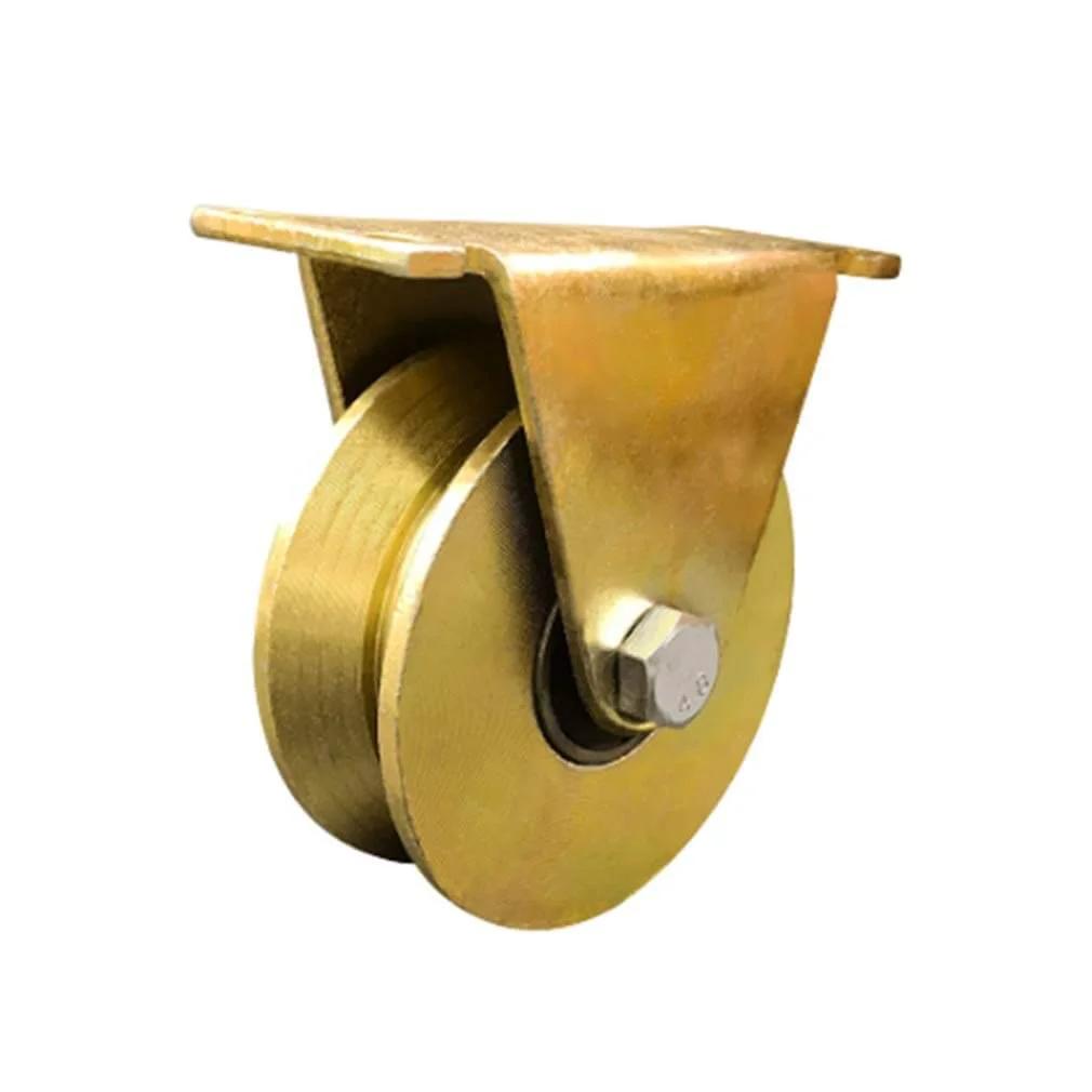 Pulley,Pulley Wheel, 4pc Heavy Duty Rigid Wheels,Sheave Directional Track Roller,Double Bearing,Gold,for Industrial Machines,Sliding Door