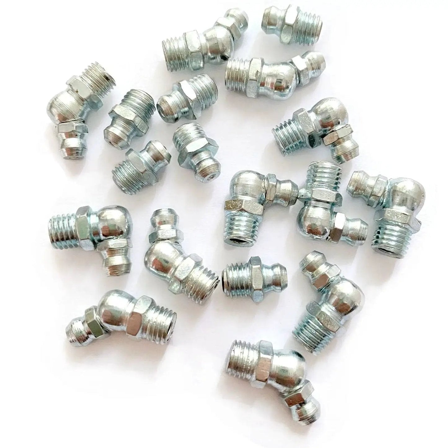 Heavy Duty Grease Fitting Assortment Kit With Eighteen Five Sixteenths By Twenty Four UNF Zerk Fittings in straight, 45, 90 angles