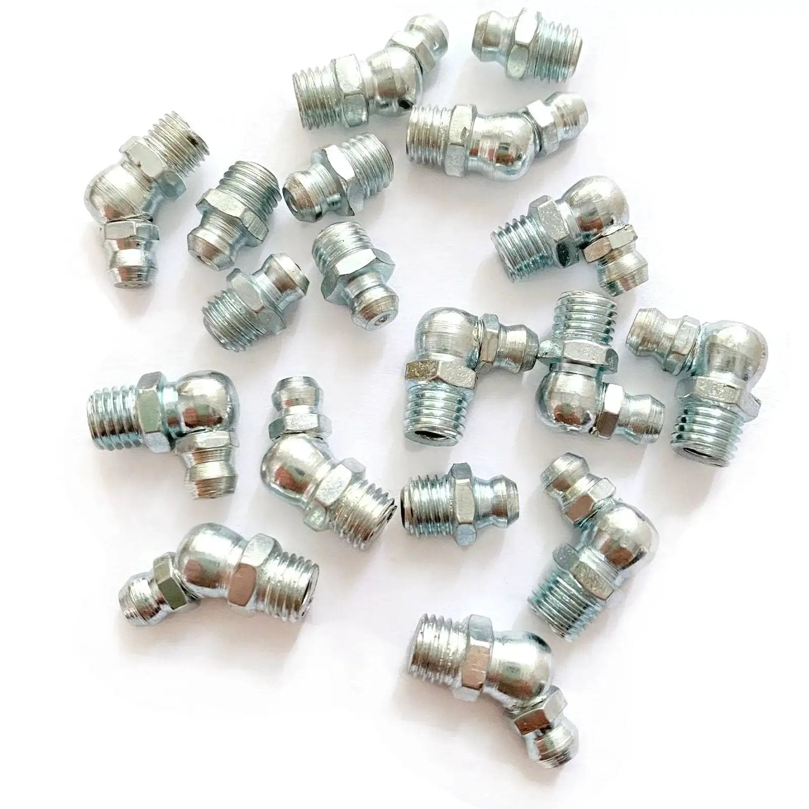 Heavy Duty Grease Fitting Assortment Kit With Eighteen Five Sixteenths By Twenty Four UNF Zerk Fittings in straight, 45, 90 angles