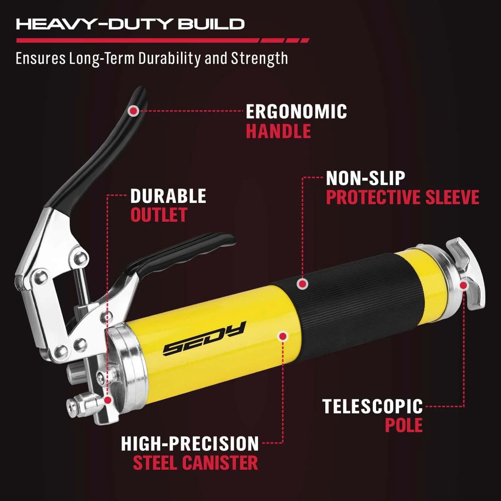 17-Piece Heavy Duty Grease Gun Kit: 14oz Grease Tube Flexible Hose Bearing Grease Pump 8000 PSI Pistol Grip