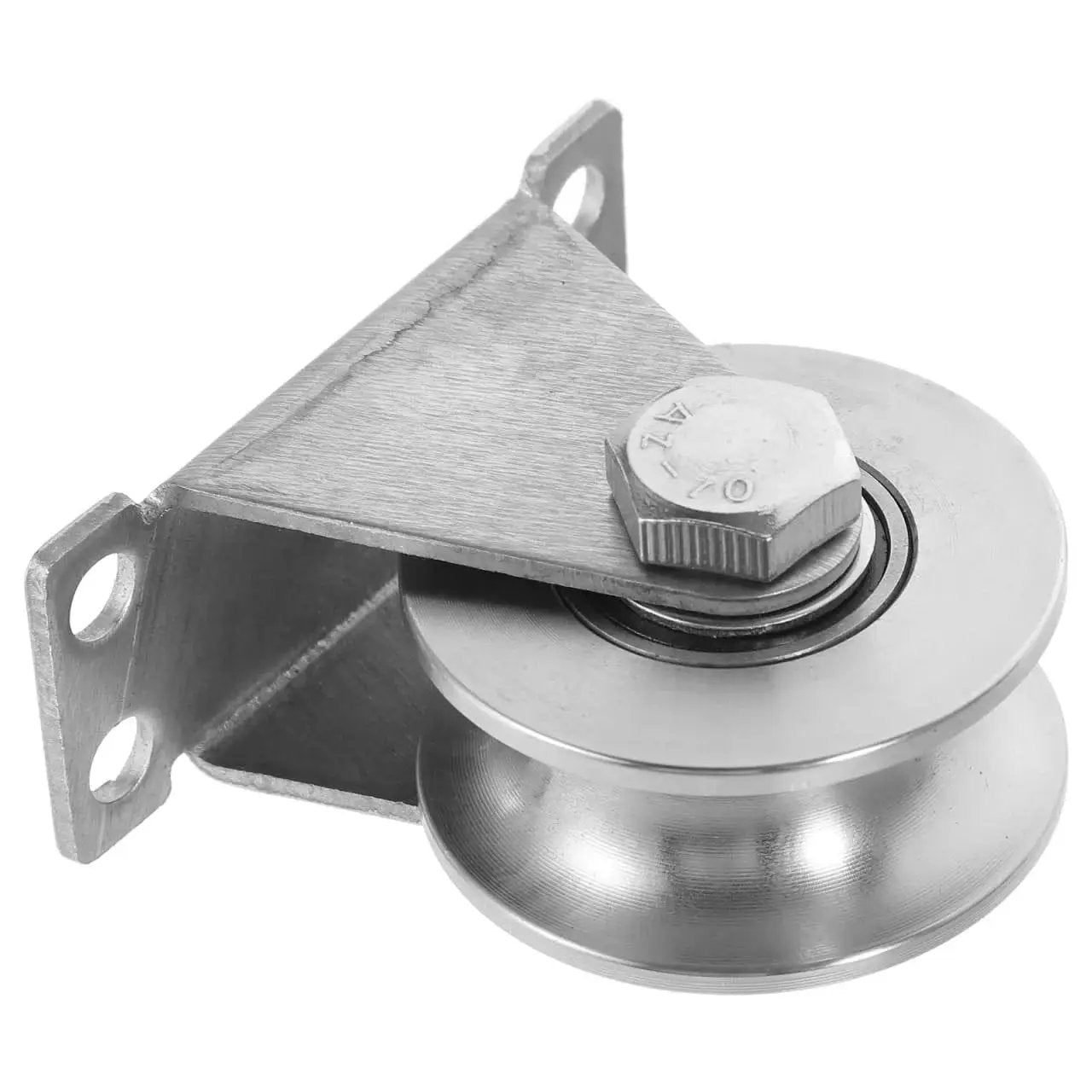 Groove Wheel Pulley 2.75X2.36X1.77 Inches Heavy Duty Sliding Door Pulley with U Shaped Groove metal side view