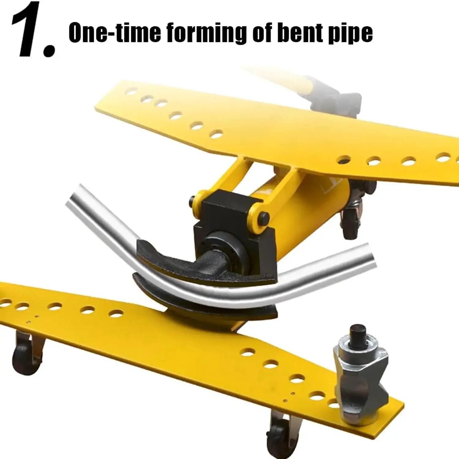 Heavy Duty Manual Hydraulic Pipe Bender With Six Dies bending metal pipe, showcasing one-time forming process.