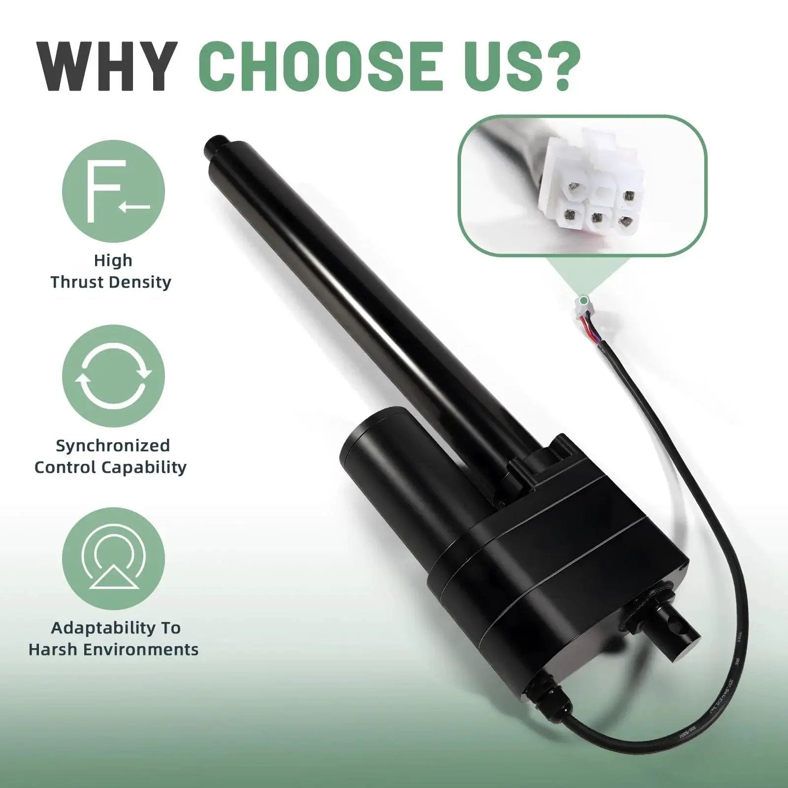Heavy Duty 14 Inch Stroke 12V Linear Actuator For PA17 Replacement With Feedback Potentiometer shown with features