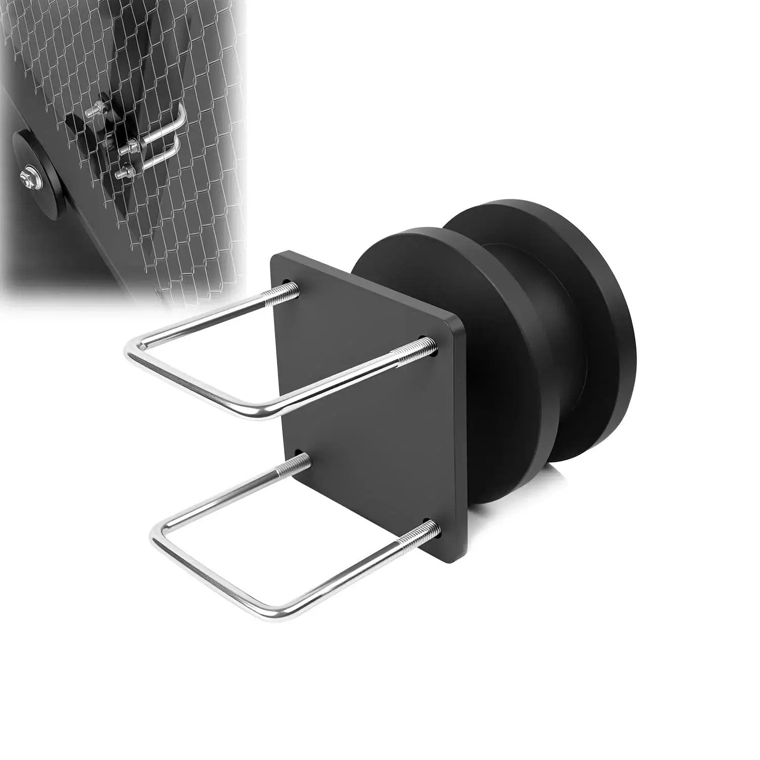 Heavy Duty Nylon Cantilever Gate Rollers Kit for 4 Inch Square Posts and 2 Inch Chain Link Fence Gate Frames, roller and mount