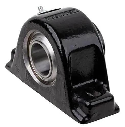 Front view of Built-Tough Heavy-Duty Solid-Housed Pillow Block Spherical Roller Bearing With 2-11/16 Inch Bore PB22443H, cast iron housing.