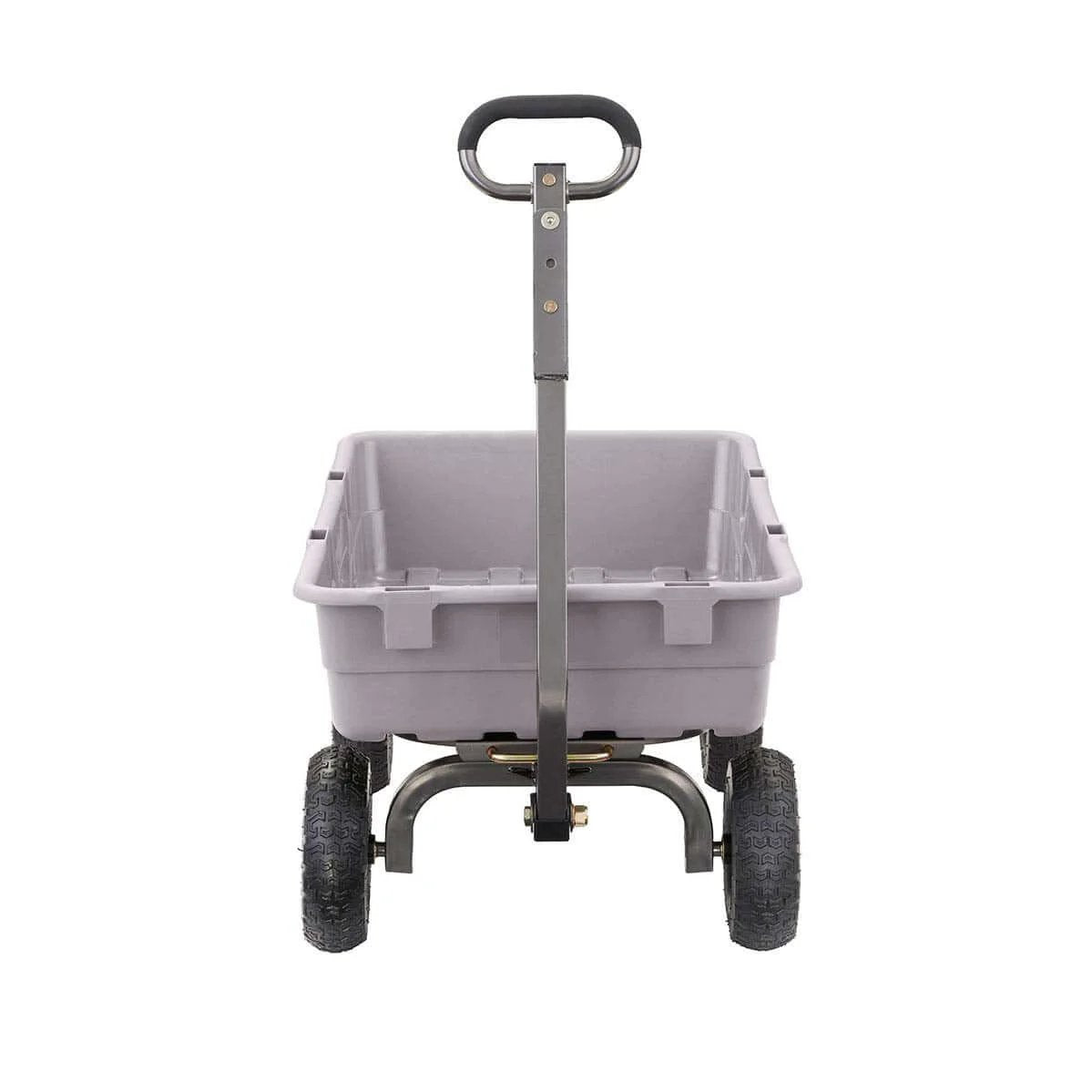 Heavy Duty Poly Dump Cart with 5 Cu Ft Tub 800 LB Haul Capacity Towable Utility Wagon with Quick Release Dumping and Pneumatic Tires front view