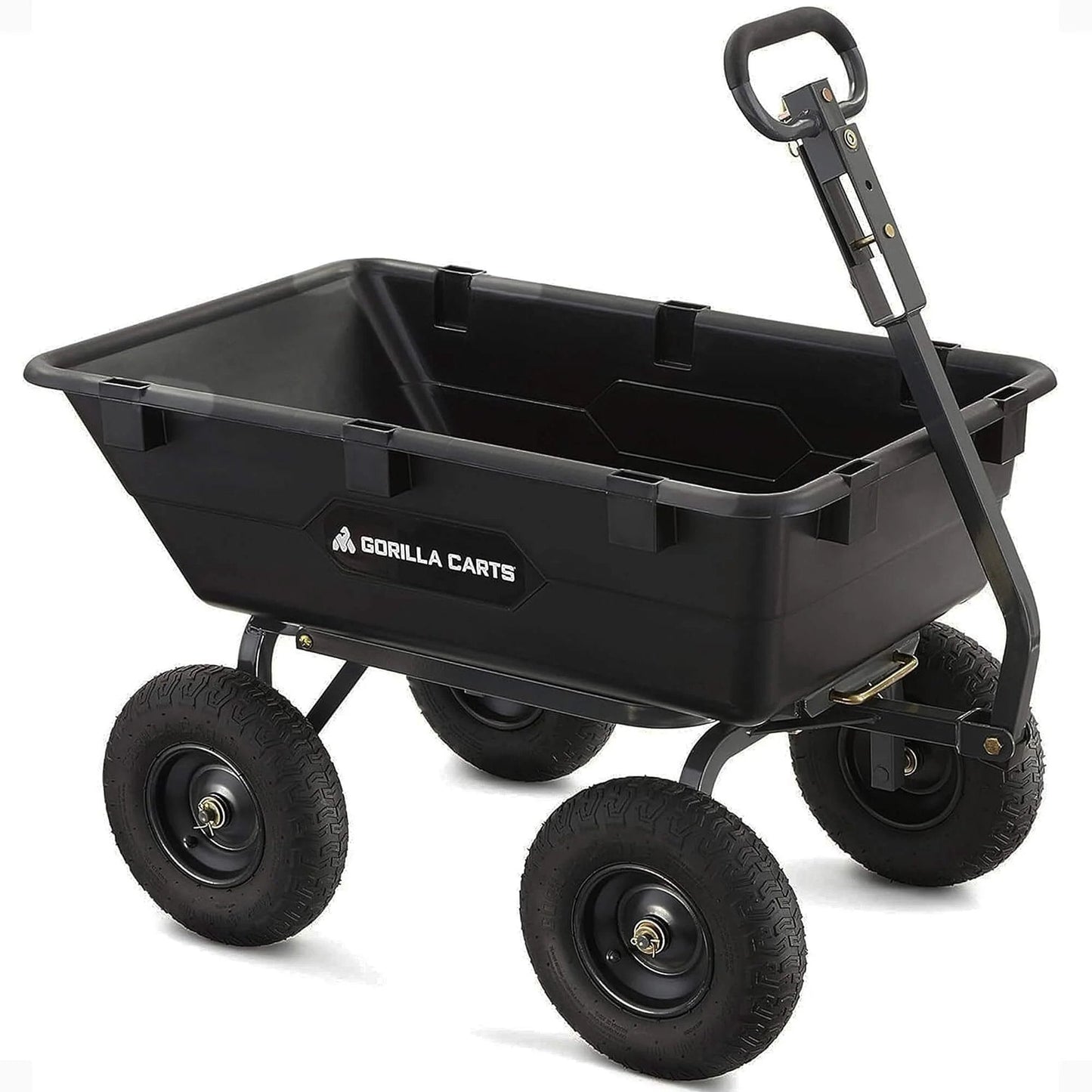 Heavy Duty Poly Yard Dump Cart with 6 Cu Ft Tub 1200 LB Haul Capacity Towable Utility Wagon with Quick Release Dumping and Pneumatic Tires