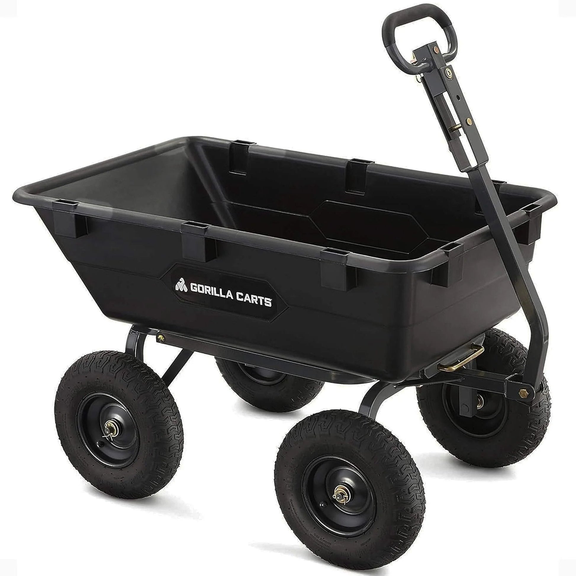 Heavy Duty Poly Yard Dump Cart with 6 Cu Ft Tub 1200 LB Haul Capacity Towable Utility Wagon with Quick Release Dumping and Pneumatic Tires