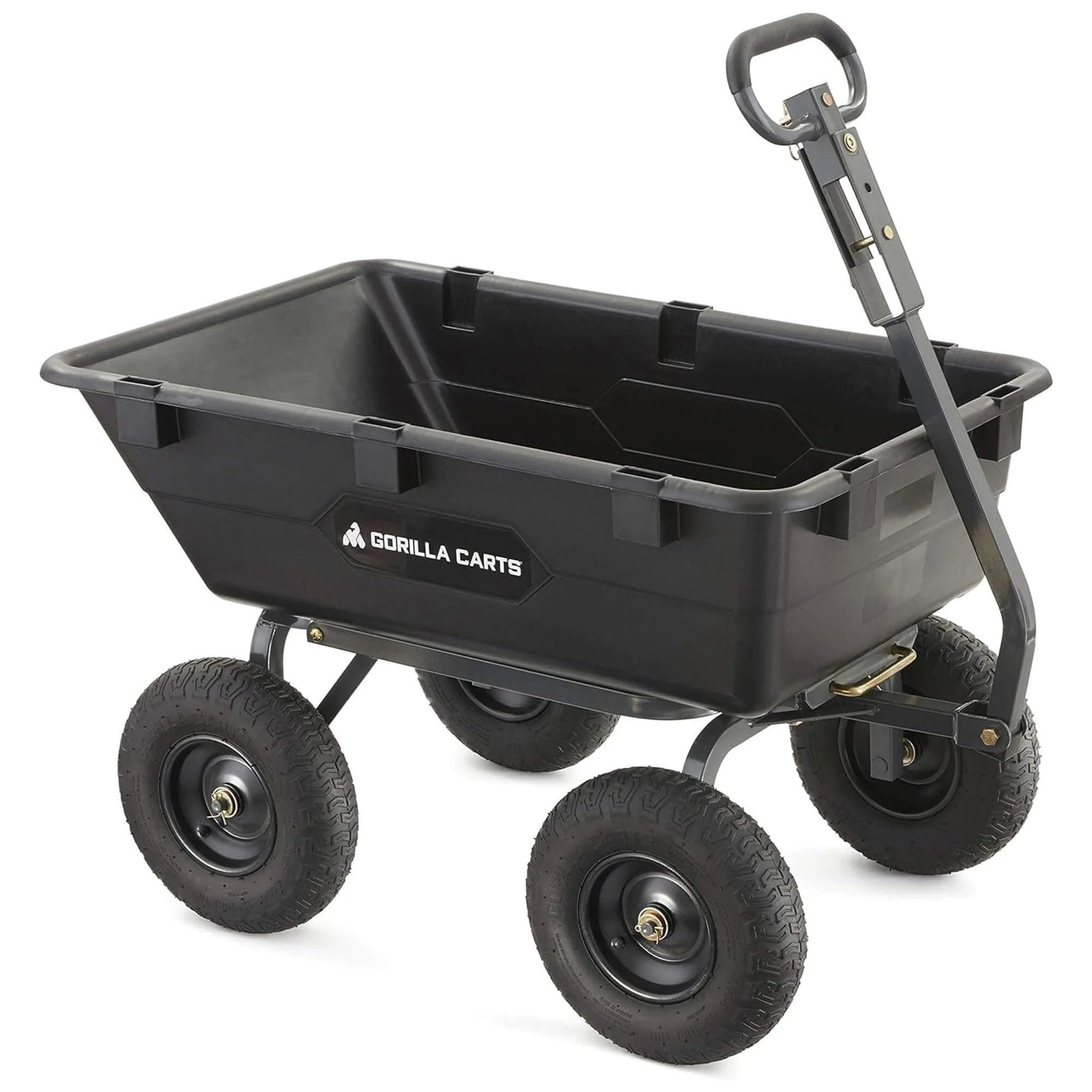 Heavy Duty Poly Yard Dump Cart with 6 Cu Ft Tub 1200 LB Haul Capacity Towable Utility Wagon with Quick Release Dumping and Pneumatic Tires