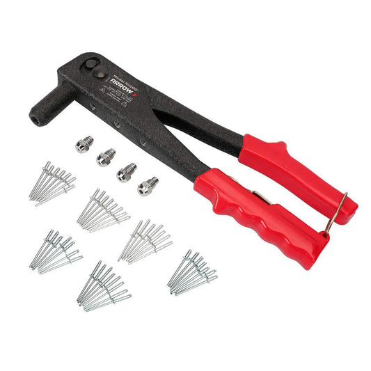 Pro Grade Heavy Duty Riveter Kit With 120 Assorted Rivets, Portable Manual Pop Rivet Gun For 3/32 To 5/32 Inch Rivets, Extended Nose
