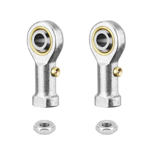 Heavy Duty Rod End Bearing 3/8 Inch Bore 3/8-24 Right Hand Thread Self Lubricating Female Heim Joint Two Pack With Jam Nuts