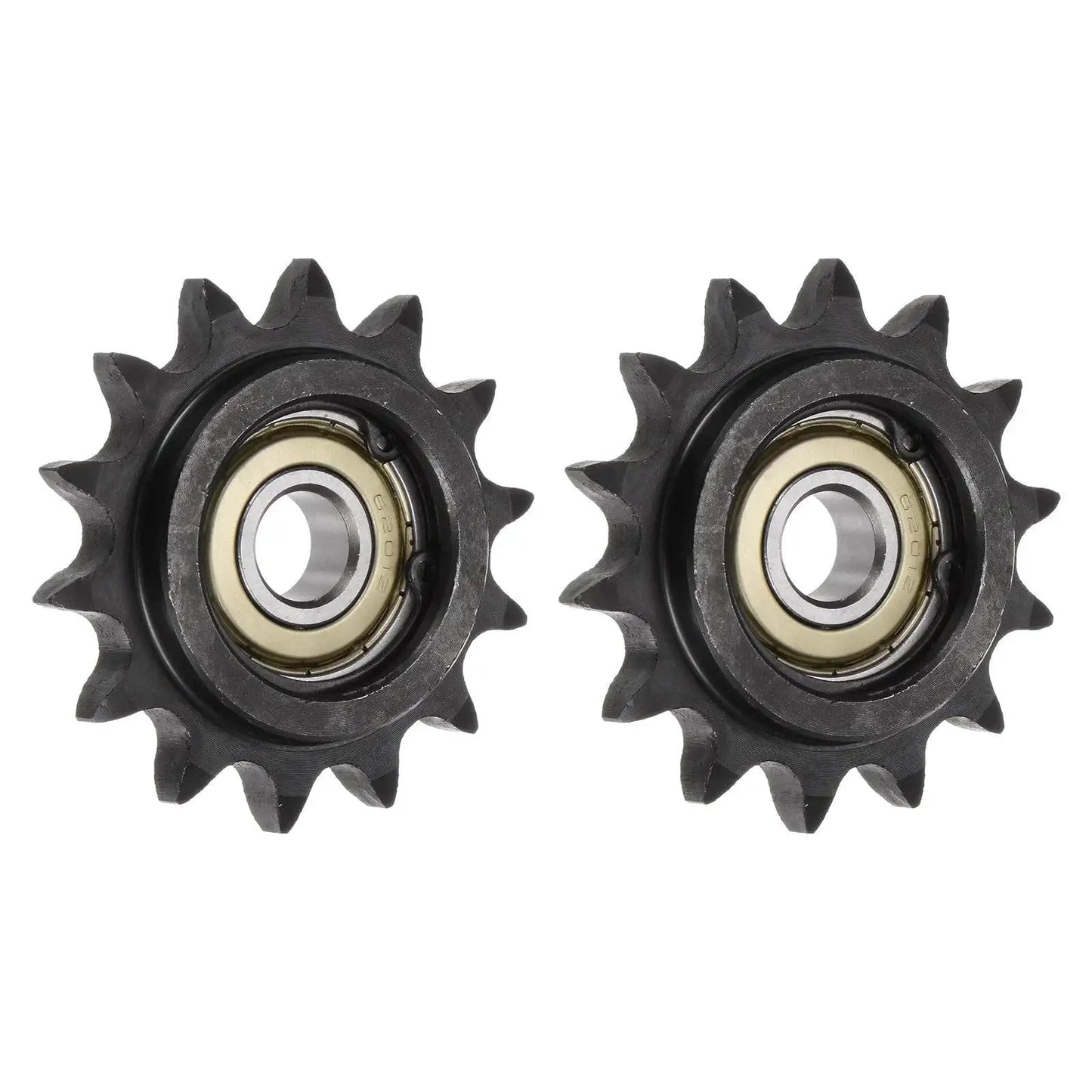 Heavy Duty Roller Chain Idler Sprocket Set For ANSI 40 DIN 08A Chains, 14 Tooth, 12mm Bore, Half Inch Pitch, with Two Bearings, 2 Pack