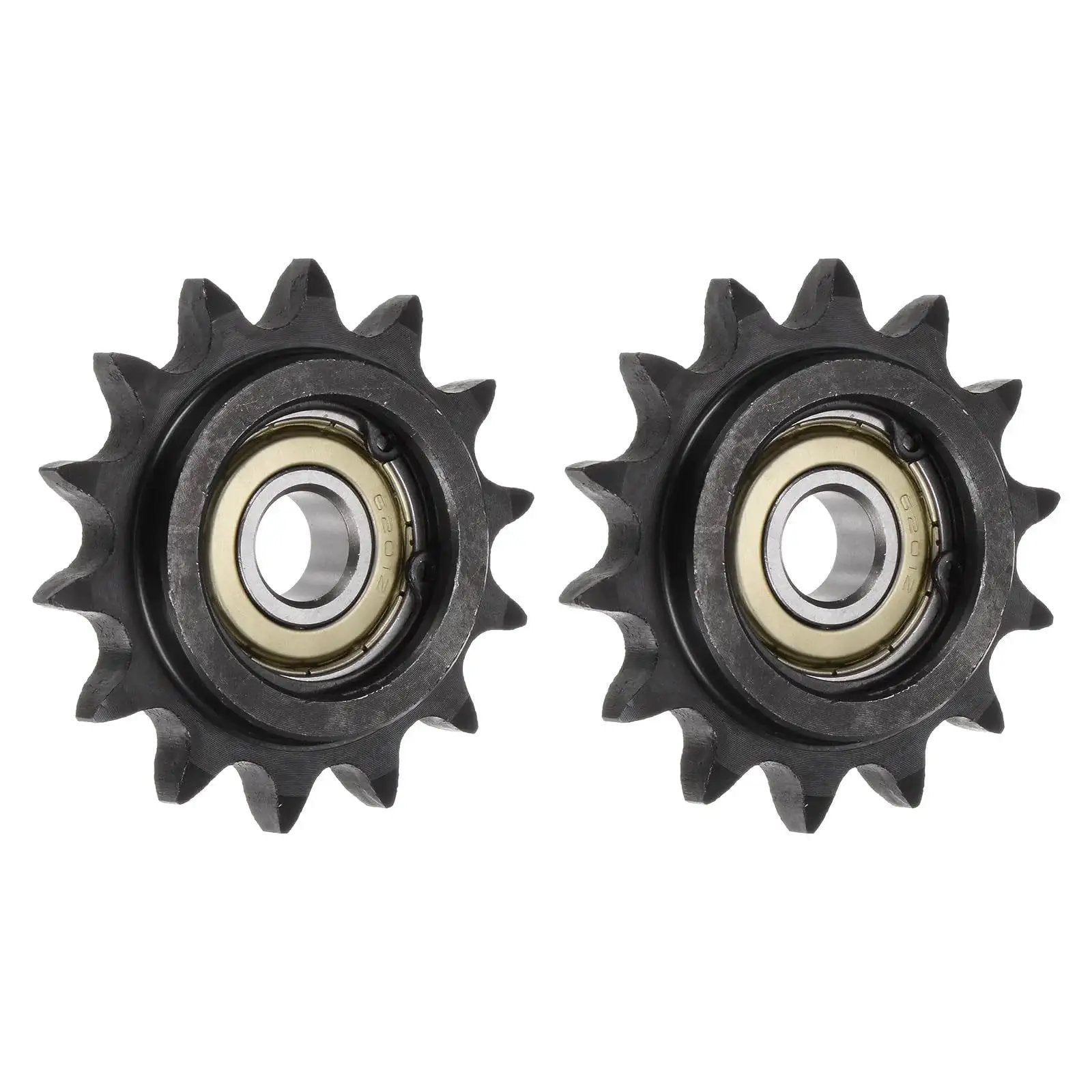 Heavy Duty Roller Chain Idler Sprocket Set For ANSI 40 DIN 08A Chains, 14 Tooth, 12mm Bore, Half Inch Pitch, with Two Bearings, 2 Pack