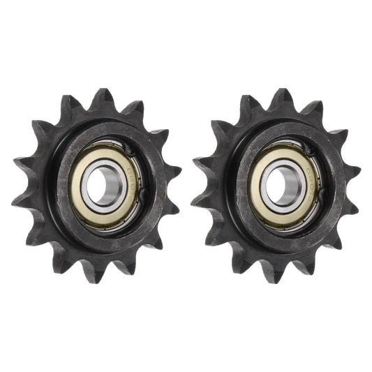 Heavy Duty Roller Chain Idler Sprocket Set For ANSI 40 DIN 08A Chains, 14 Tooth, 12mm Bore, Half Inch Pitch, with Two Bearings, 2 Pack