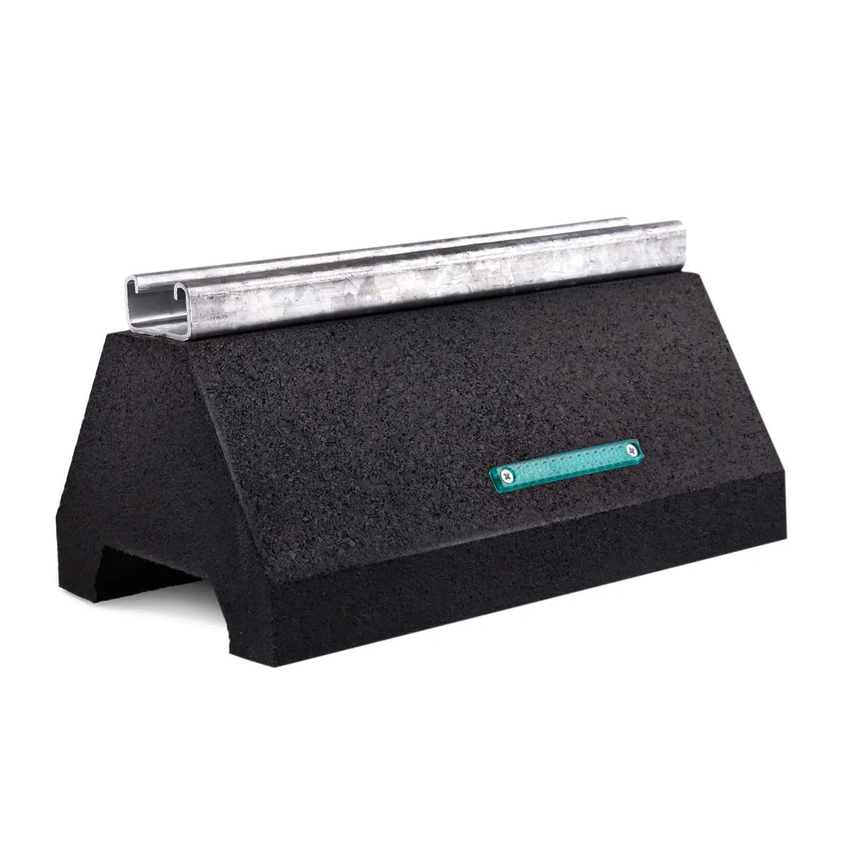 Rooftop Pipe Support Block Highcraft Heavy Duty With Galvanized Steel Strut For Piping Conduit And HVAC Mounts On Flat Roofs 750 Lb Capacity 5-3/4 In By 10 In Black Recycled Rubber Sleeper Curb Replacement side view of block.
