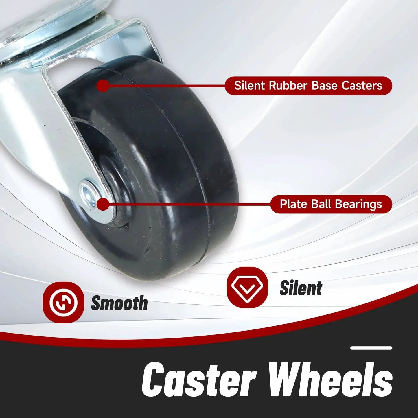 Heavy Duty Swivel Caster Wheels 24 Pack 2 Inch Rubber Base With Top Plate And Bearing Each Wheel Supports 25KG