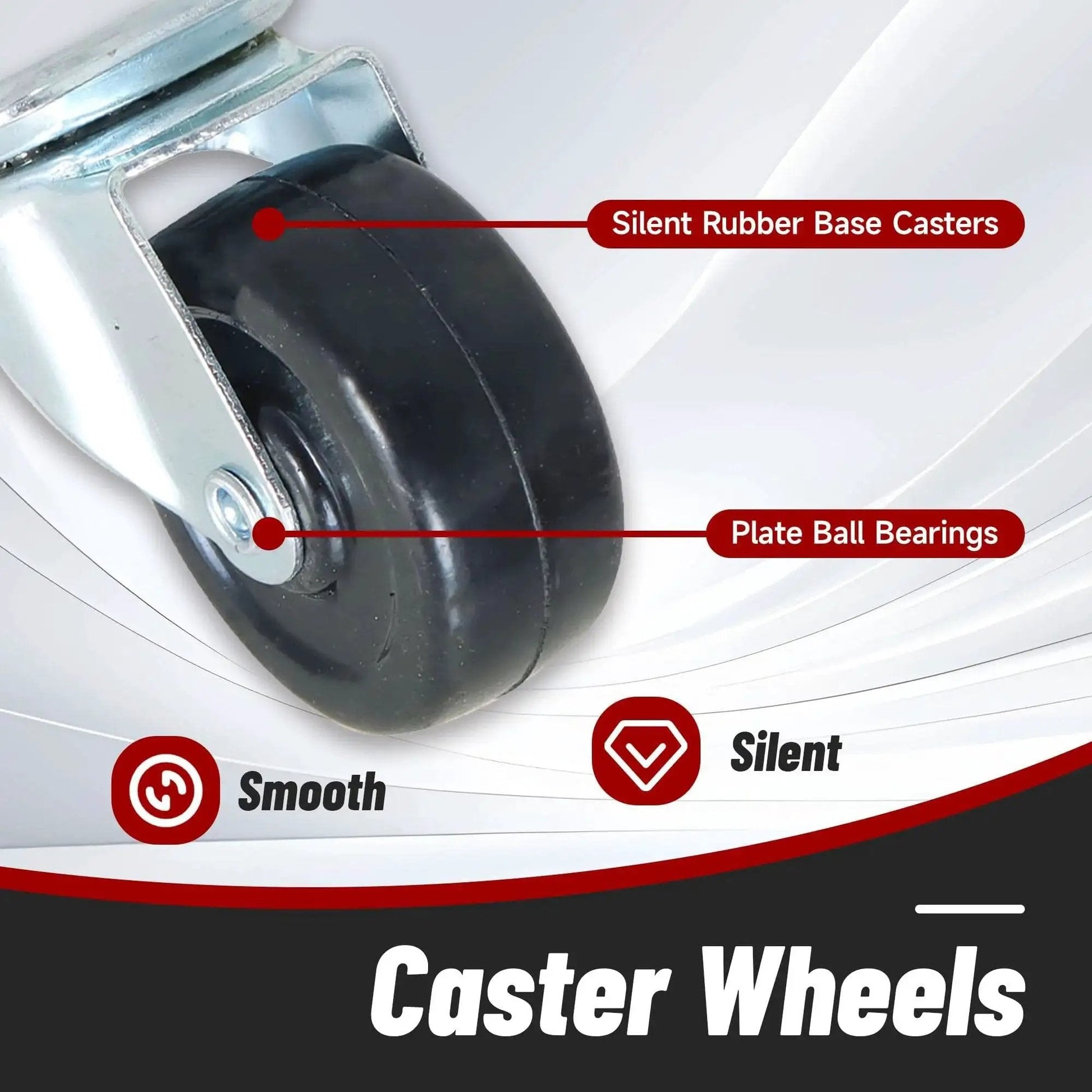 Heavy Duty Swivel Caster Wheels 24 Pack 2 Inch Rubber Base With Top Plate And Bearing Each Wheel Supports 25KG
