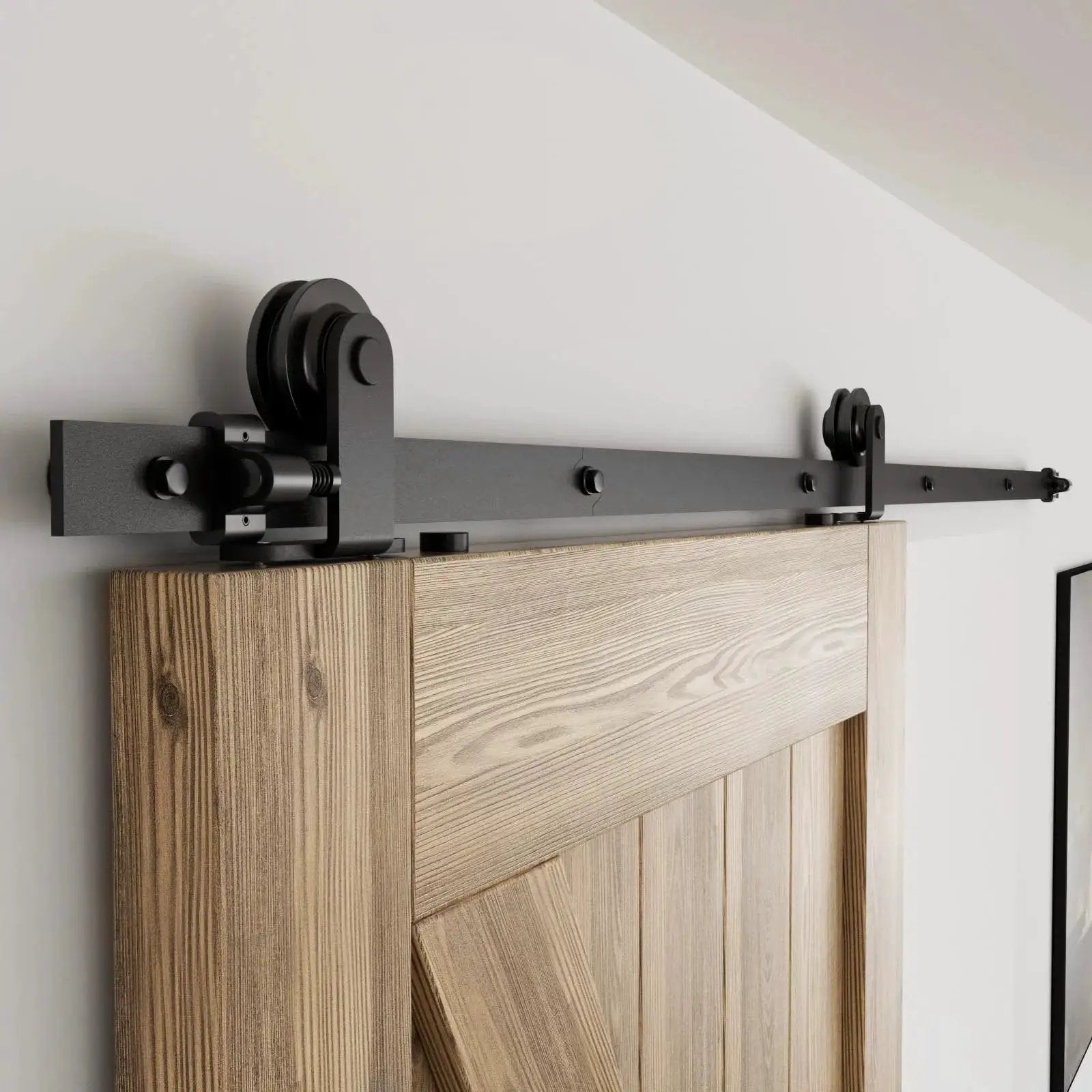 6.6Ft Sliding Track Barn Door Hardware Kit For Single Wood Door Heavy Duty T Shaped Style Black Space Saving Interior Door System For Home DIY Ideal For Kitchen Bedroom Club Pub Decor And Multi Room Opening