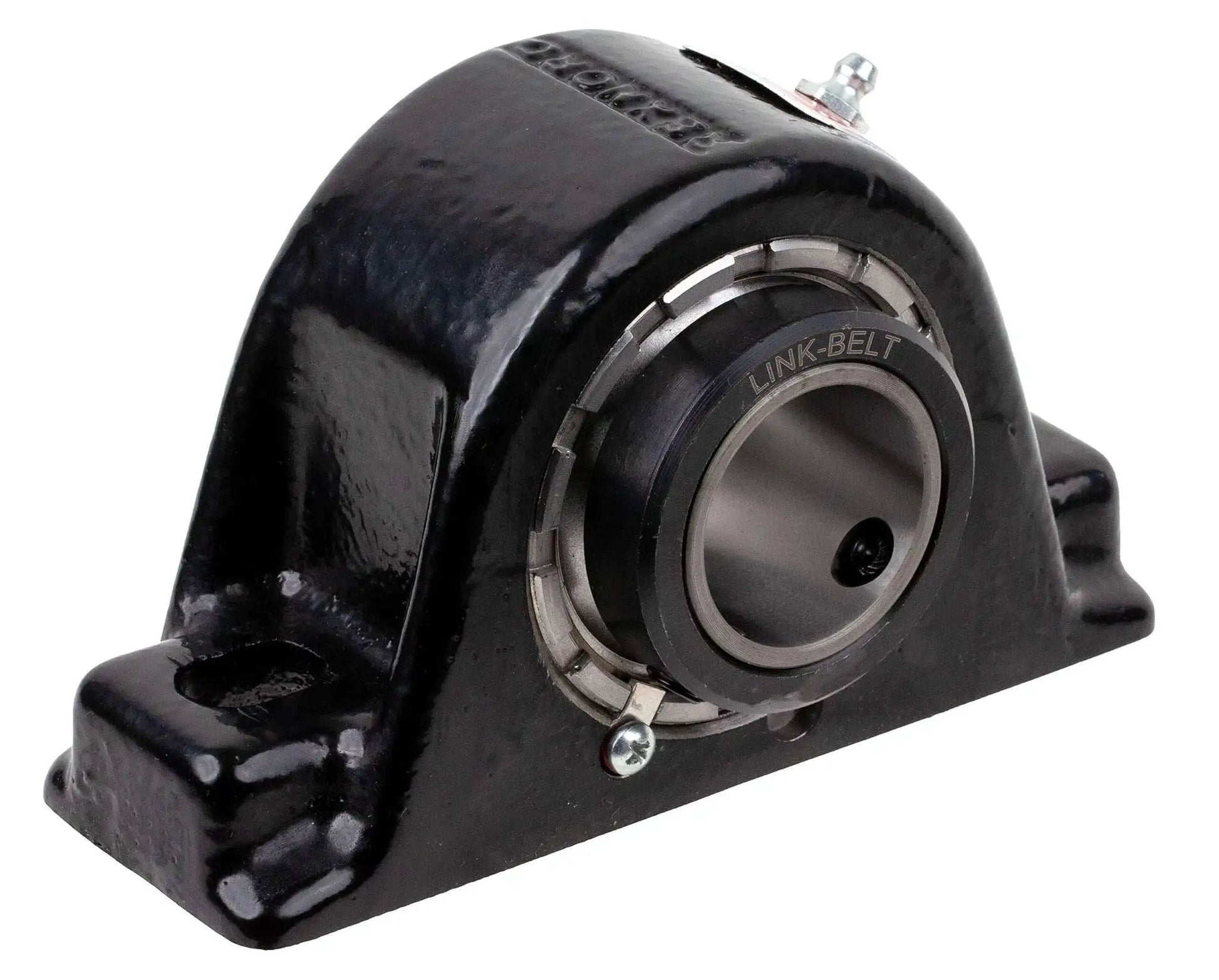 Front view of Built-Tough Heavy-Duty Solid-Housed Pillow Block Spherical Roller Bearing With 2-11/16 Inch Bore PB22443H, cast iron housing