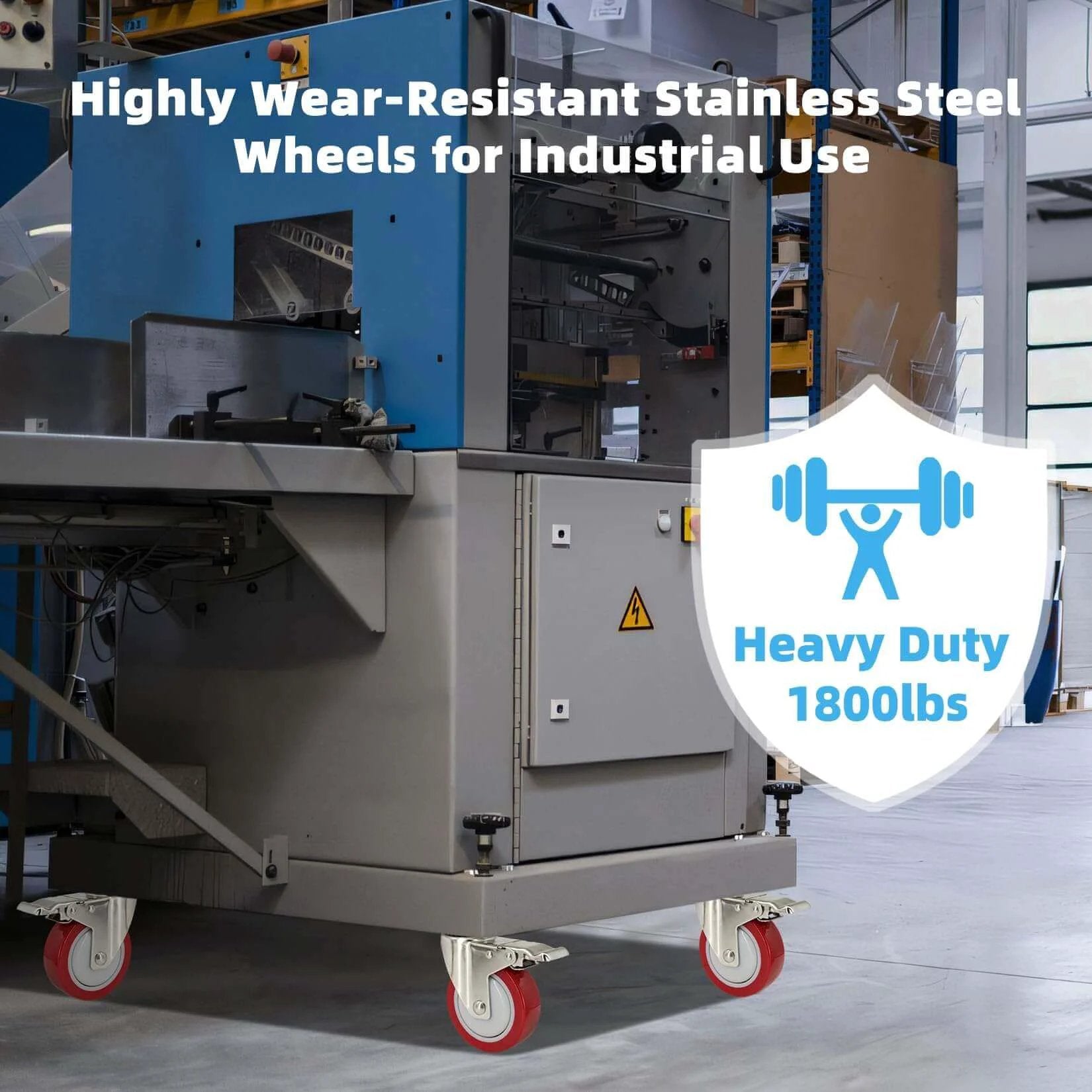 Stainless steel 4 inch heavy duty caster wheels with brakes, 304 rust proof swivel casters designed for industrial use.