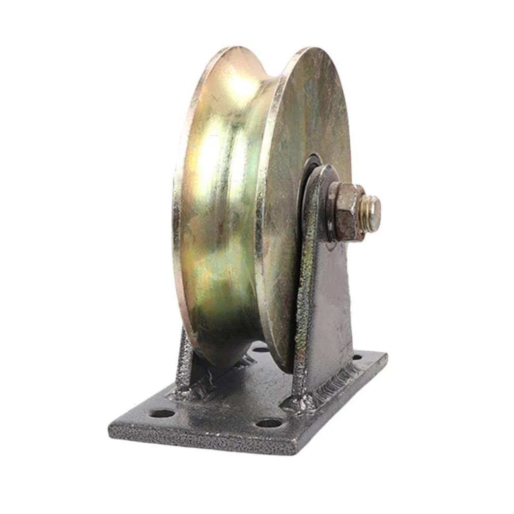 Pulley Wheel Sliding Gate Roller Colour Galvanizing with U-shaped groove, 45# Steel, heavy-duty for gate frame and wire rope rail