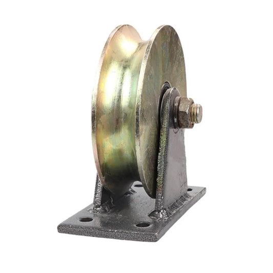 Pulley Wheel Sliding Gate Roller Colour Galvanizing with U-shaped groove, 45# Steel, heavy-duty for gate frame and wire rope rail