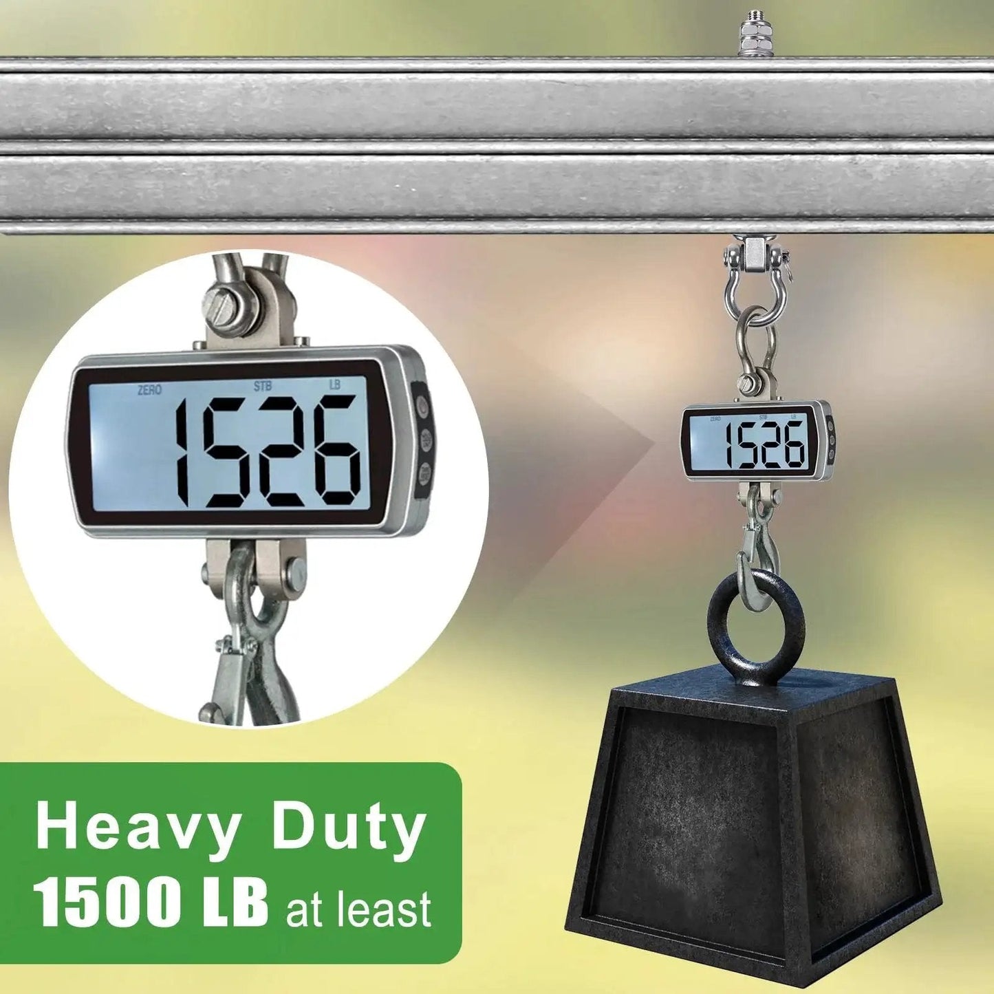 Heavy Duty Swing Hangers With Bearings Set Of 2 Stainless Steel 304 supporting 1526 lb weight on scale