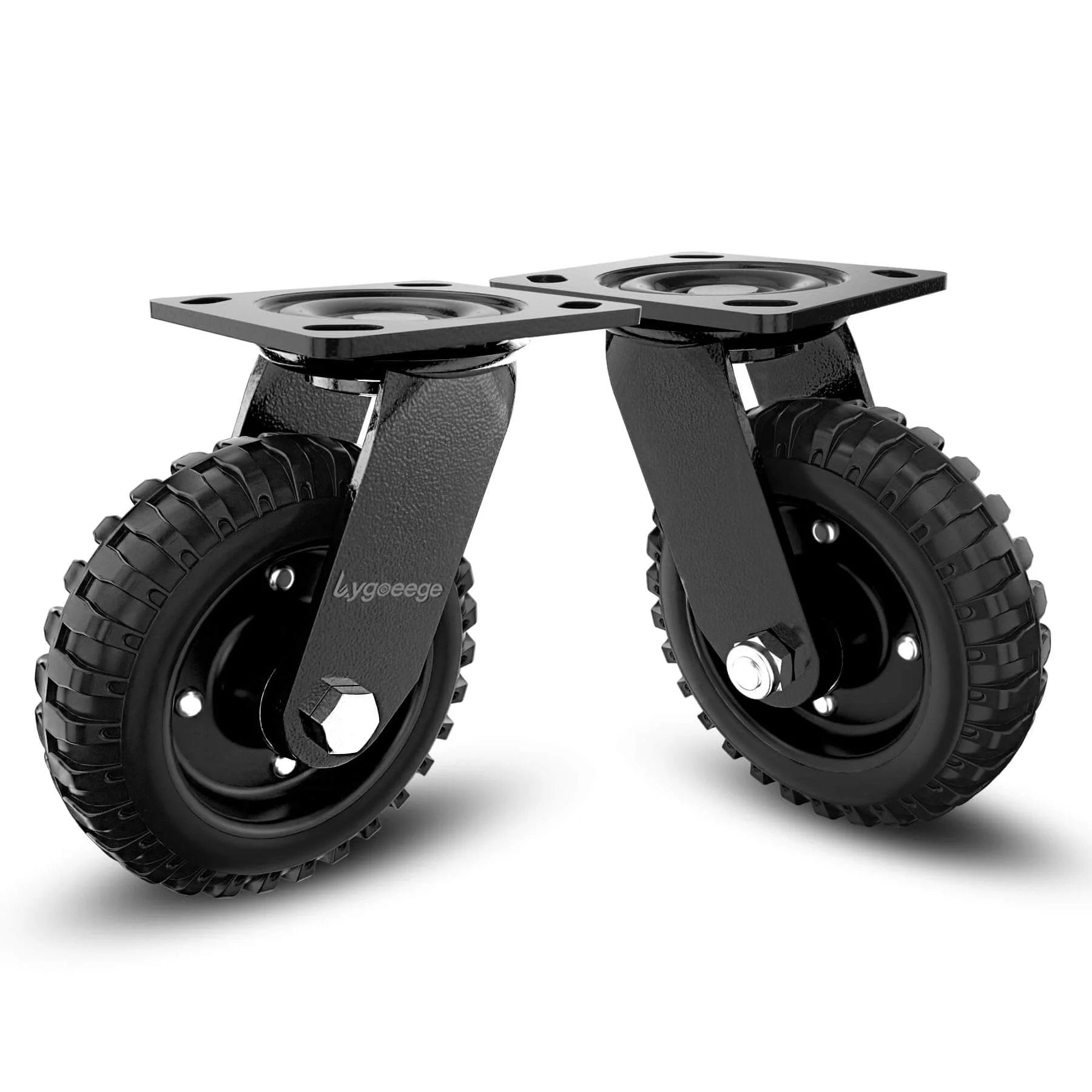 ✝️ Swivel heavy duty caster wheel, 6 inch*2, 800lb capacity, black rim, solid rubber, cast iron, outdoor, flat free for carts