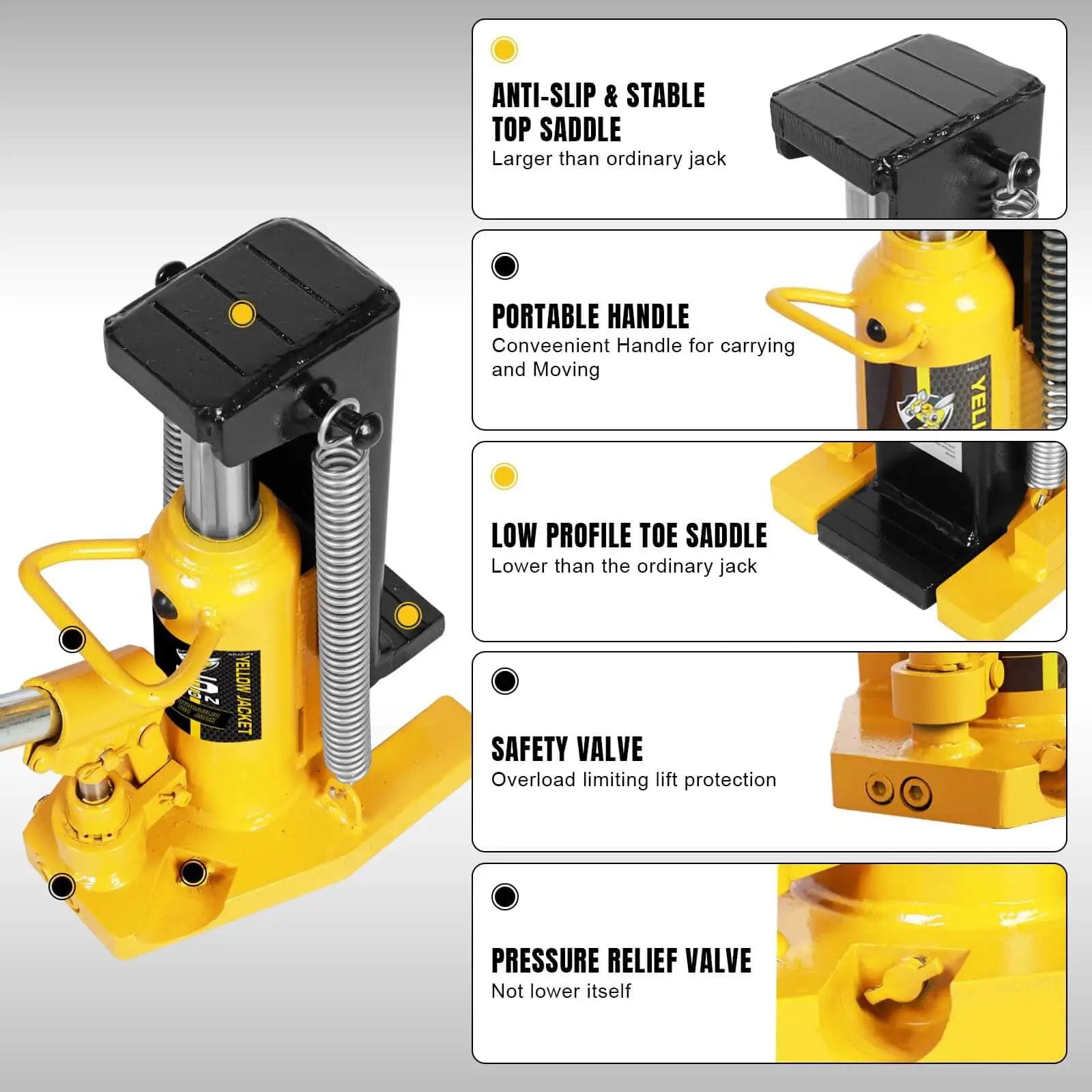 Heavy Duty Toe Jack 2.5 Ton With 5 Ton Top Lift For Cars And Machinery, Air Hydraulic Claw Jack, Low Profile Workhorse