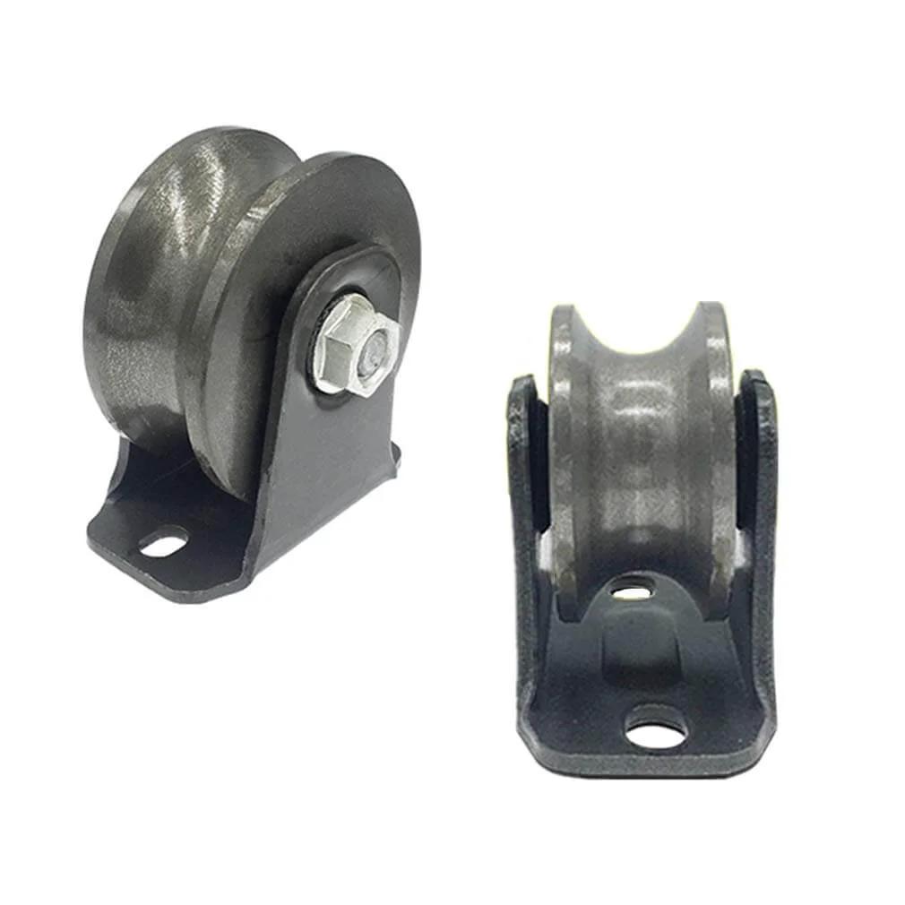 Pulley, Pulley Wheel, 2 Heavy Duty Track Wheel, Directional Sheave, Sliding Gate Roller, Double Bearing for industrial use, side view