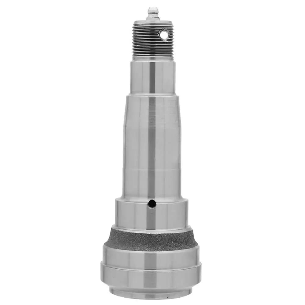 Heavy Duty 3,500 Lb Straight Trailer Axle Spindle 84 With 2 Inch Bore EZ Lube And 6.18 Inch Overall Length 1.939 Inch Stub Diameter Replacement Spindle For Trailers Compatible With Bearing Kit L44649 10 And L68149 11, showing a metal structure with threading and grease hole