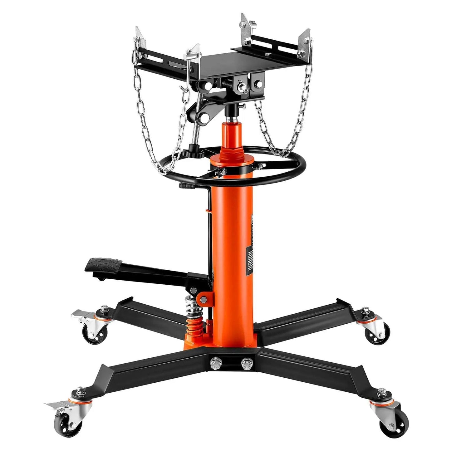 Beefy Transmission Jack With 1322 Lb Capacity For Cars And Light Trucks, 32 To 67 Inches Hydraulic Lift, Foot Pedal Operation, And 360 Degree Swivel Wheels For Smooth Access And Stable Transmissions Install Or Removal By VEVOR.